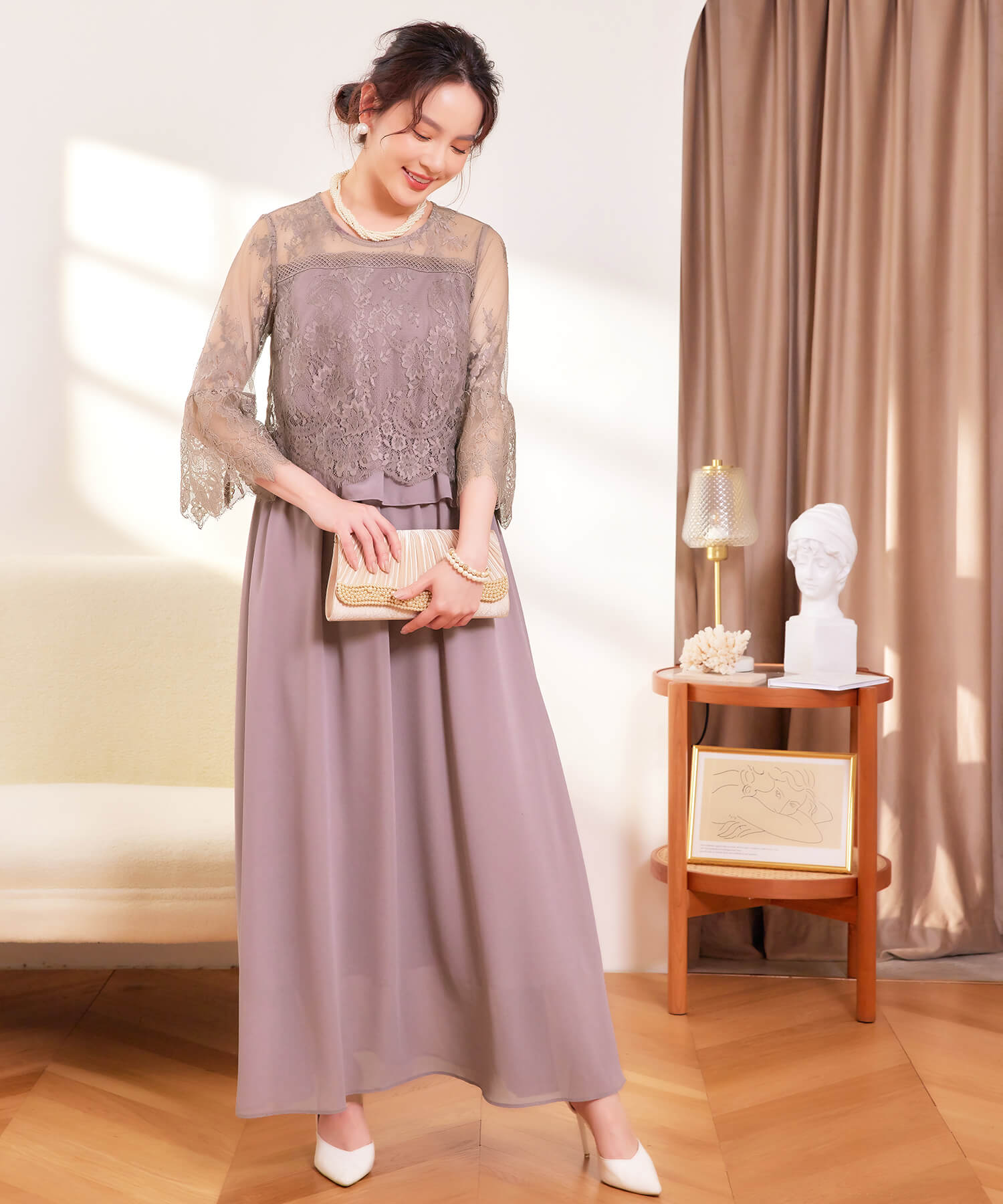 ワンピース レース 披露宴 結婚式 フォーマル パーティードレスcy88523-106-100