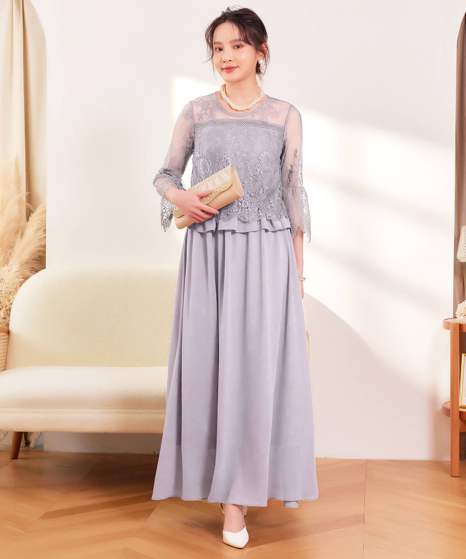 ワンピース レース 披露宴 結婚式 フォーマル パーティードレスcy88523-106-18