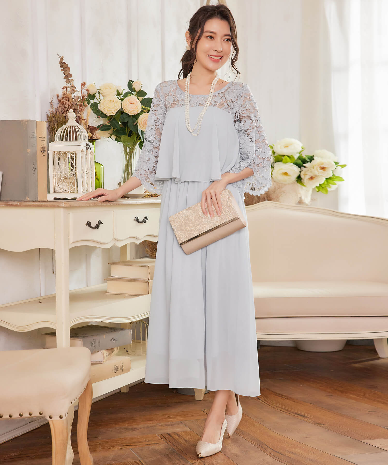 パーティードレス ワンピース レース 披露宴 結婚式 フォーマルcy88533-106-18