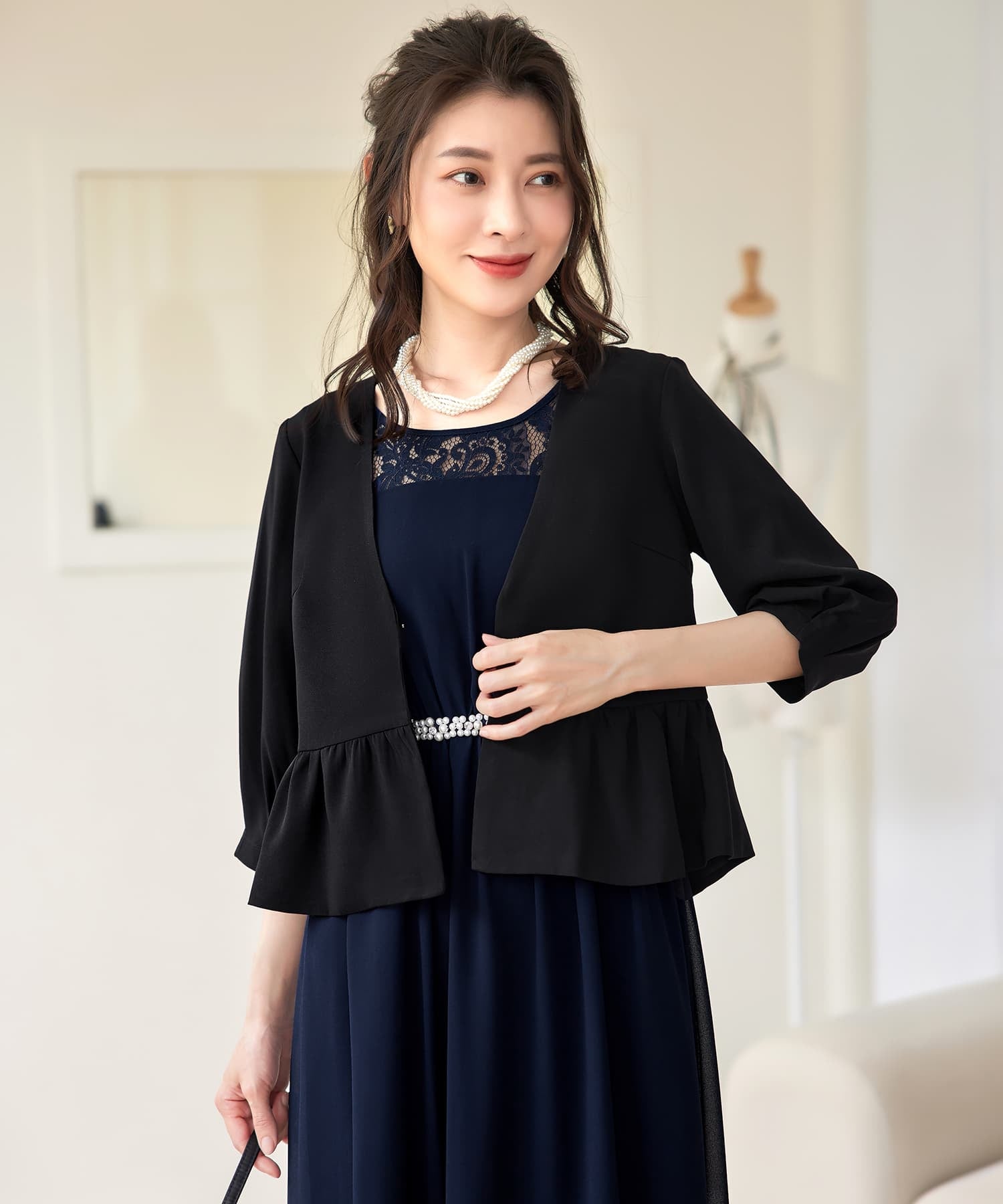 ジャケット ボレロ ショートジャケット ノーカラーcy88550-106-8