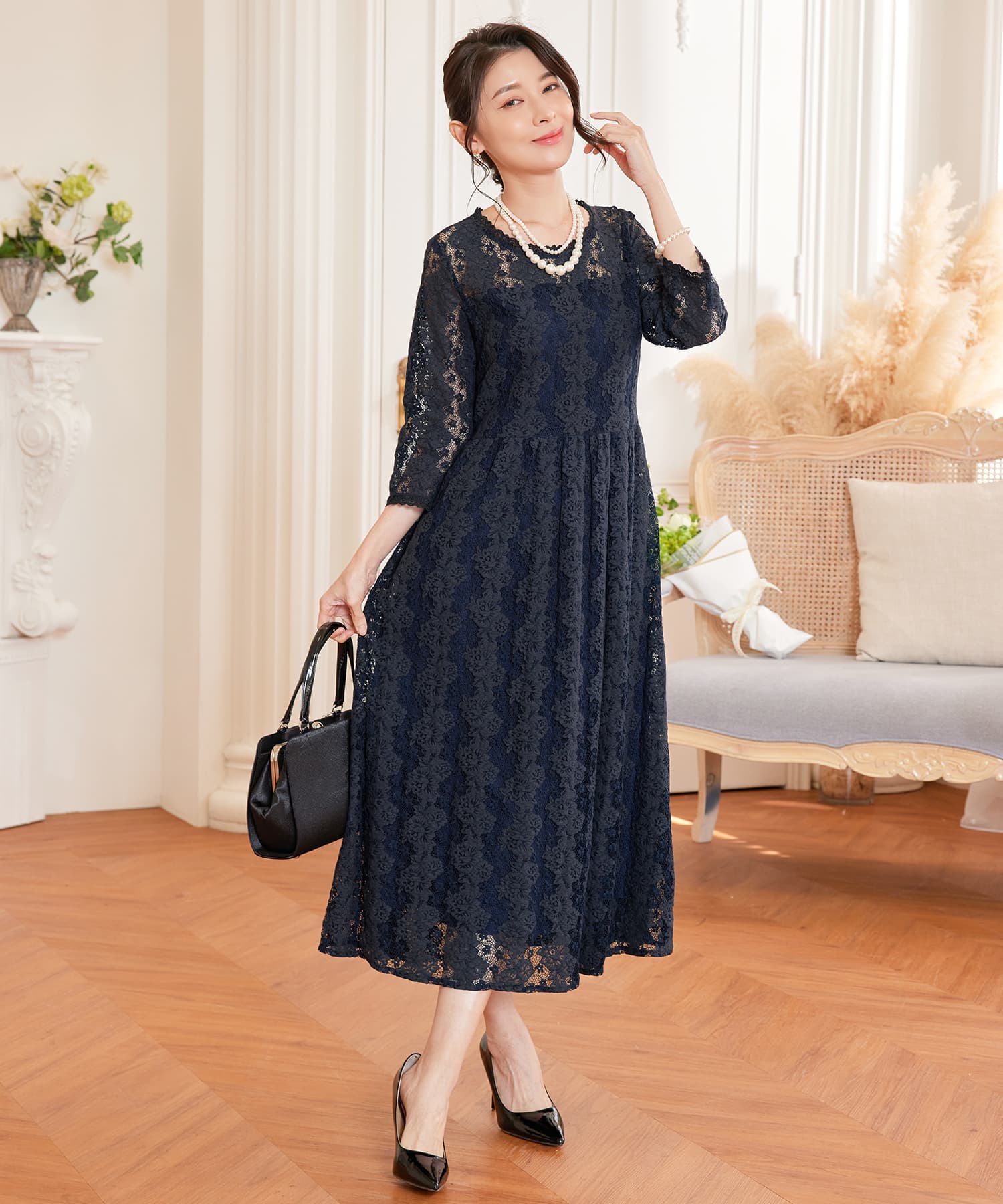 ワンピース ドレス レース 結婚式 披露宴 パーティーcy88572-106-16