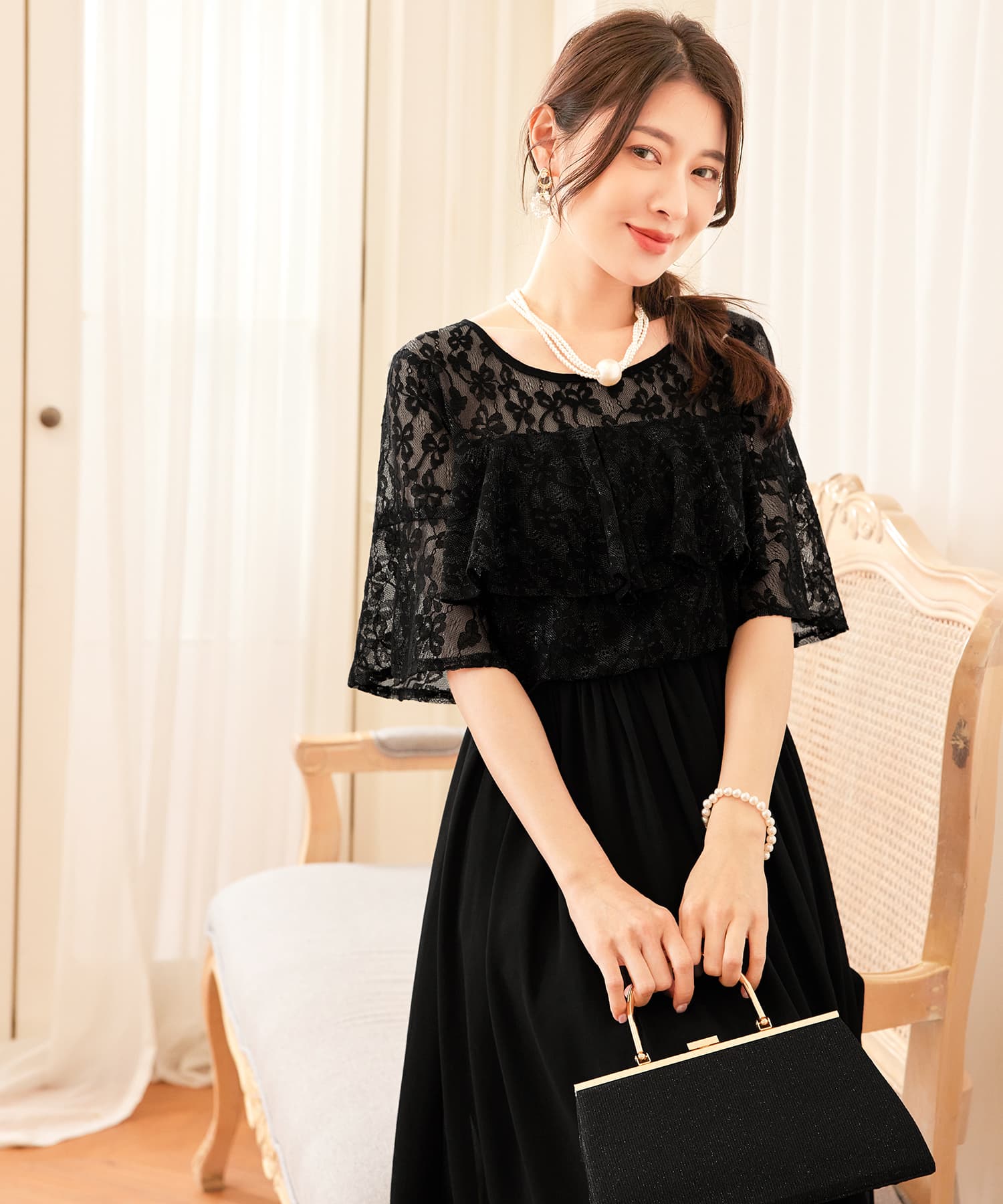 パーティードレス ワンピース 体型カバー 結婚式cy88582