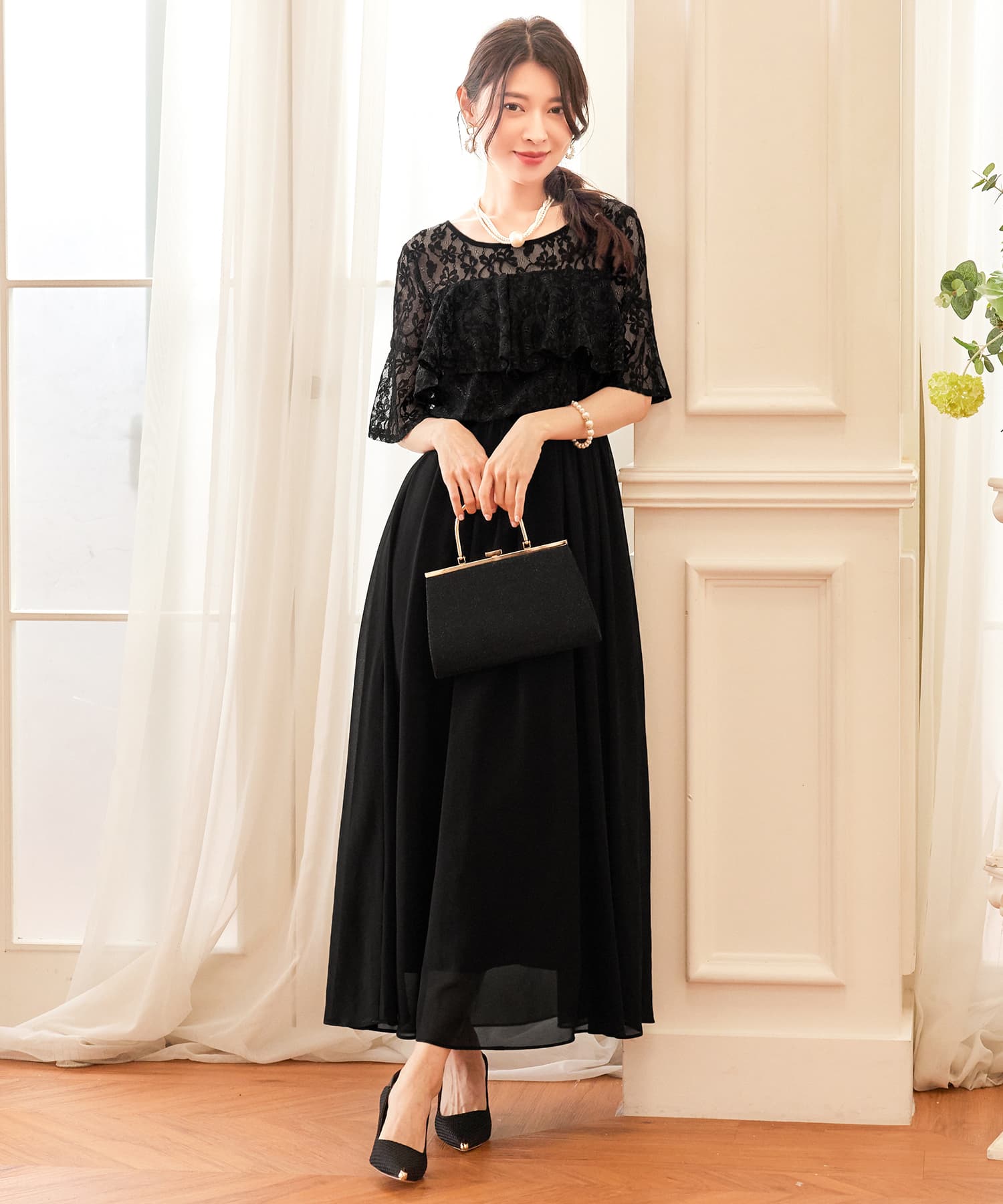 パーティードレス ワンピース 体型カバー 結婚式cy88582