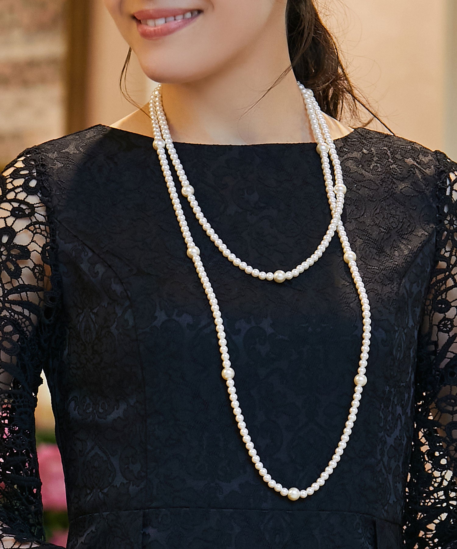 ロングフェイクパールネックレス【結婚式】【セレモニー】【パーティー】cyl028-101-1