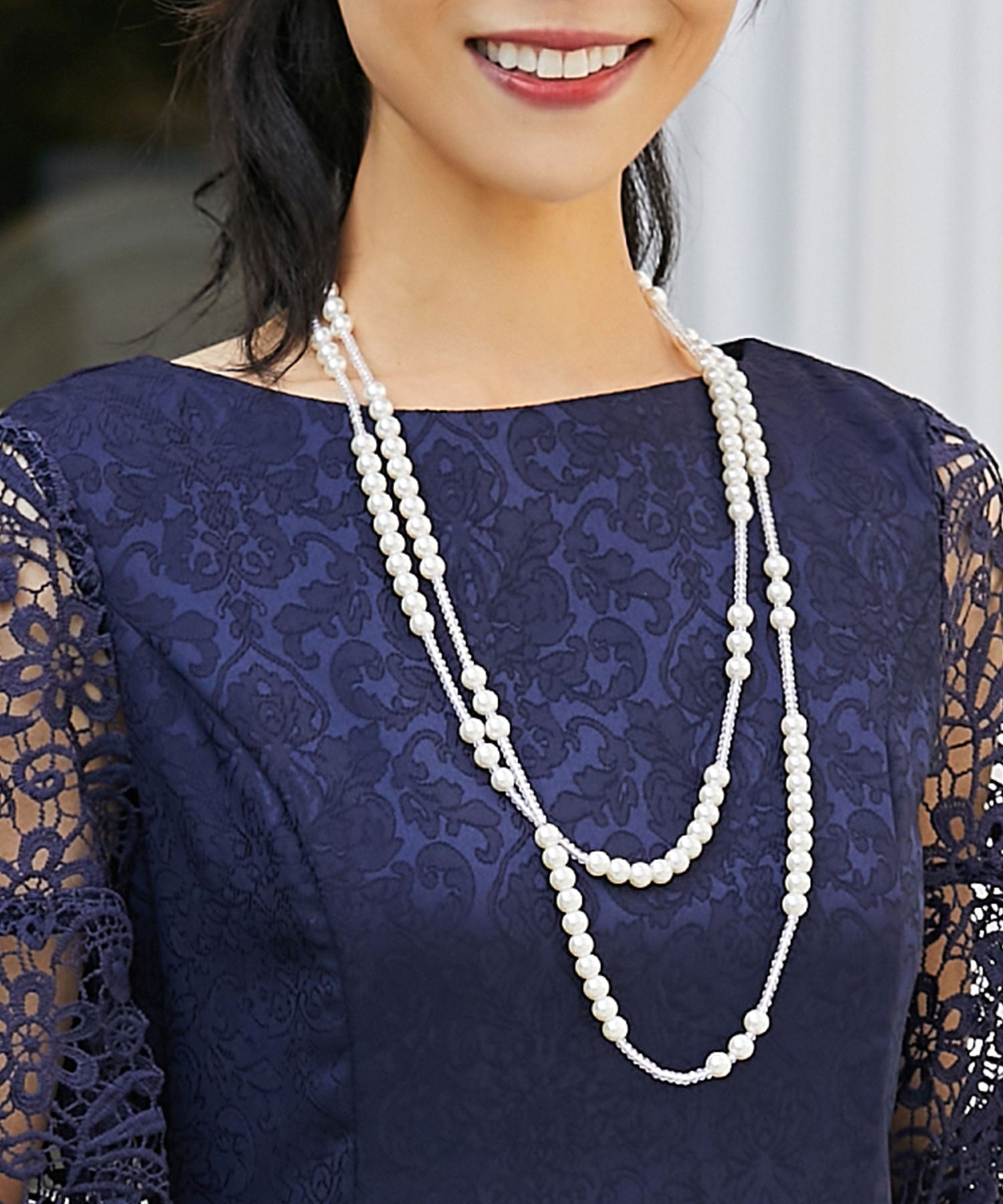 ビーズミックスロングフェイクパールネックレス【結婚式】【セレモニー】【パーティー】cyl030-101-1