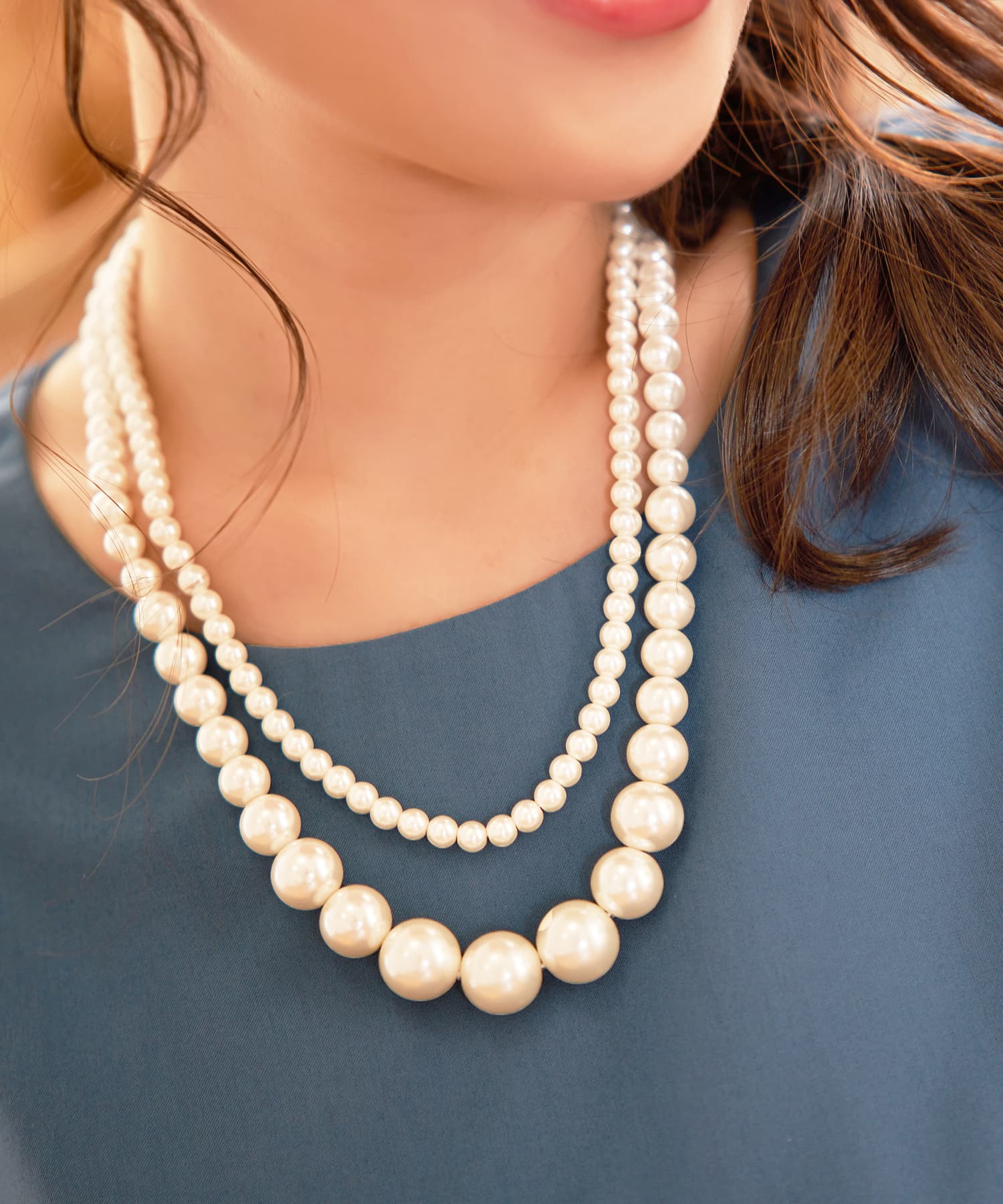 ネックレス パール 二連 フェイクパール 結婚式cyl053-101-1