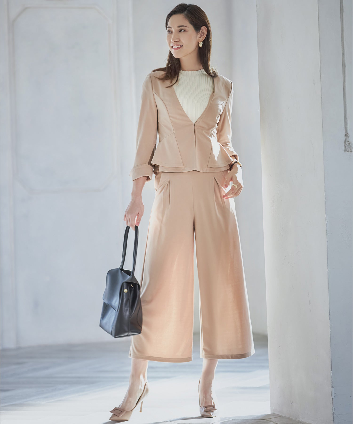 セットアップ スーツ ウォッシャブル ジャケット ワイドパンツ OL 通勤服 入学式 卒業式dsj0013-106-14