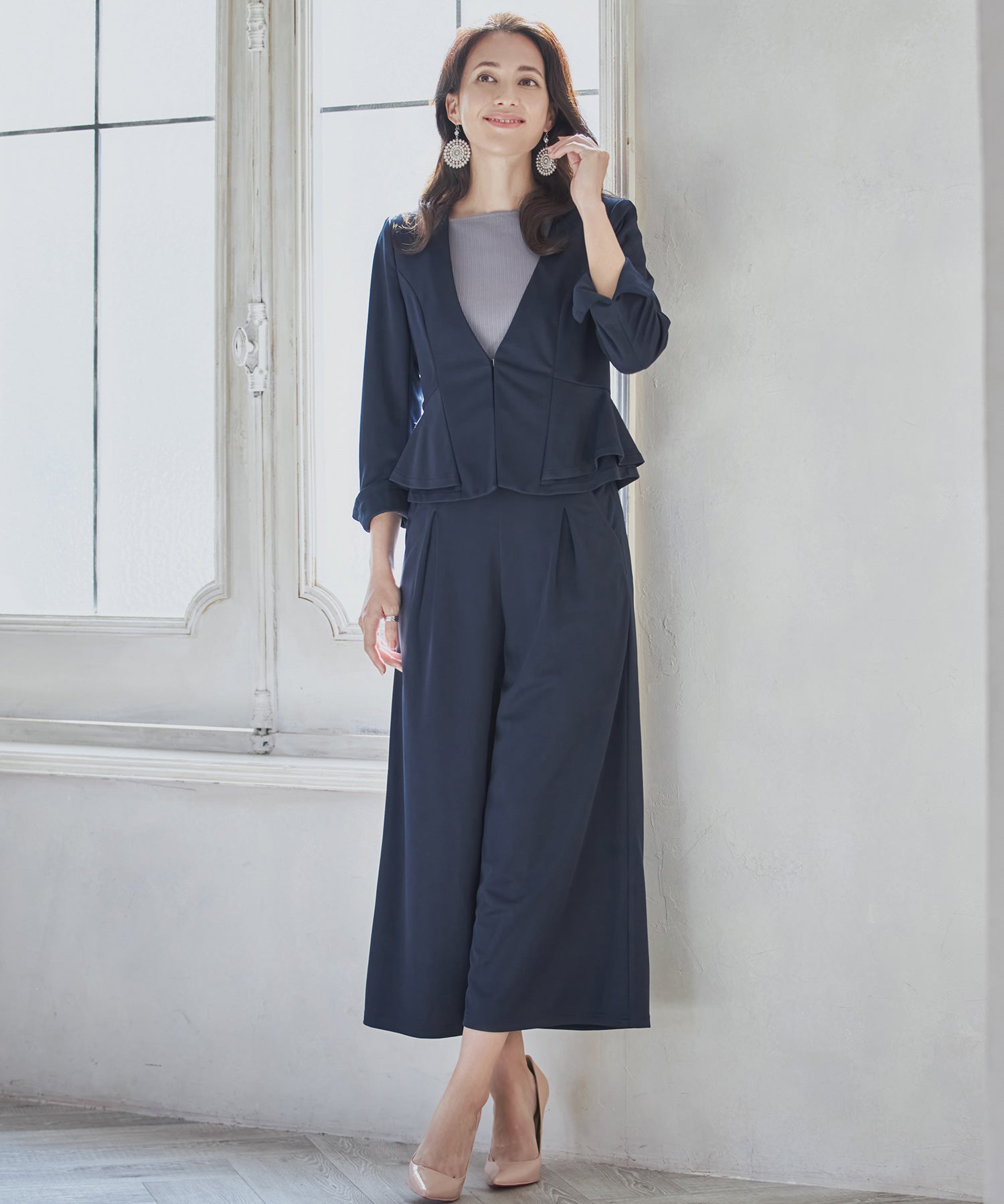 セットアップ スーツ ウォッシャブル ジャケット ワイドパンツ  OL 通勤服 入学式 卒業式dsj0013-106-16