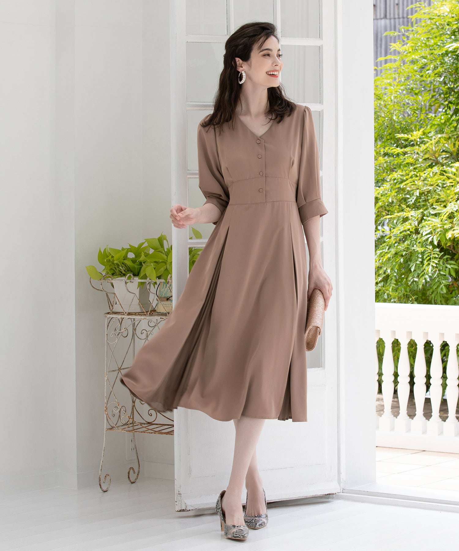 ワンピース 袖付き 披露宴 結婚式 オフィス パーティードレスdsn0052-106-71