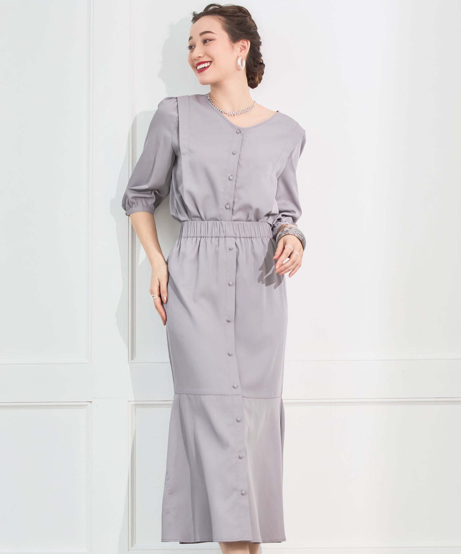 セットアップ 通勤 レディース ブラウス aライン スカート 春夏dsy0030-104-18