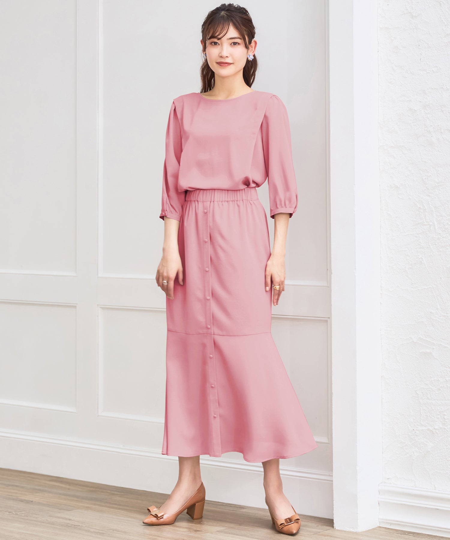 セットアップ 通勤 レディース ブラウス aライン スカート 春夏dsy0030-104-240