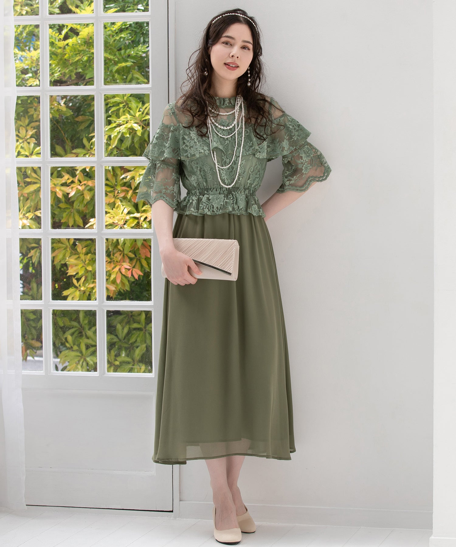 ワンピース 披露宴 結婚式 レース シフォン  パーティードレス dsz0053-106-103