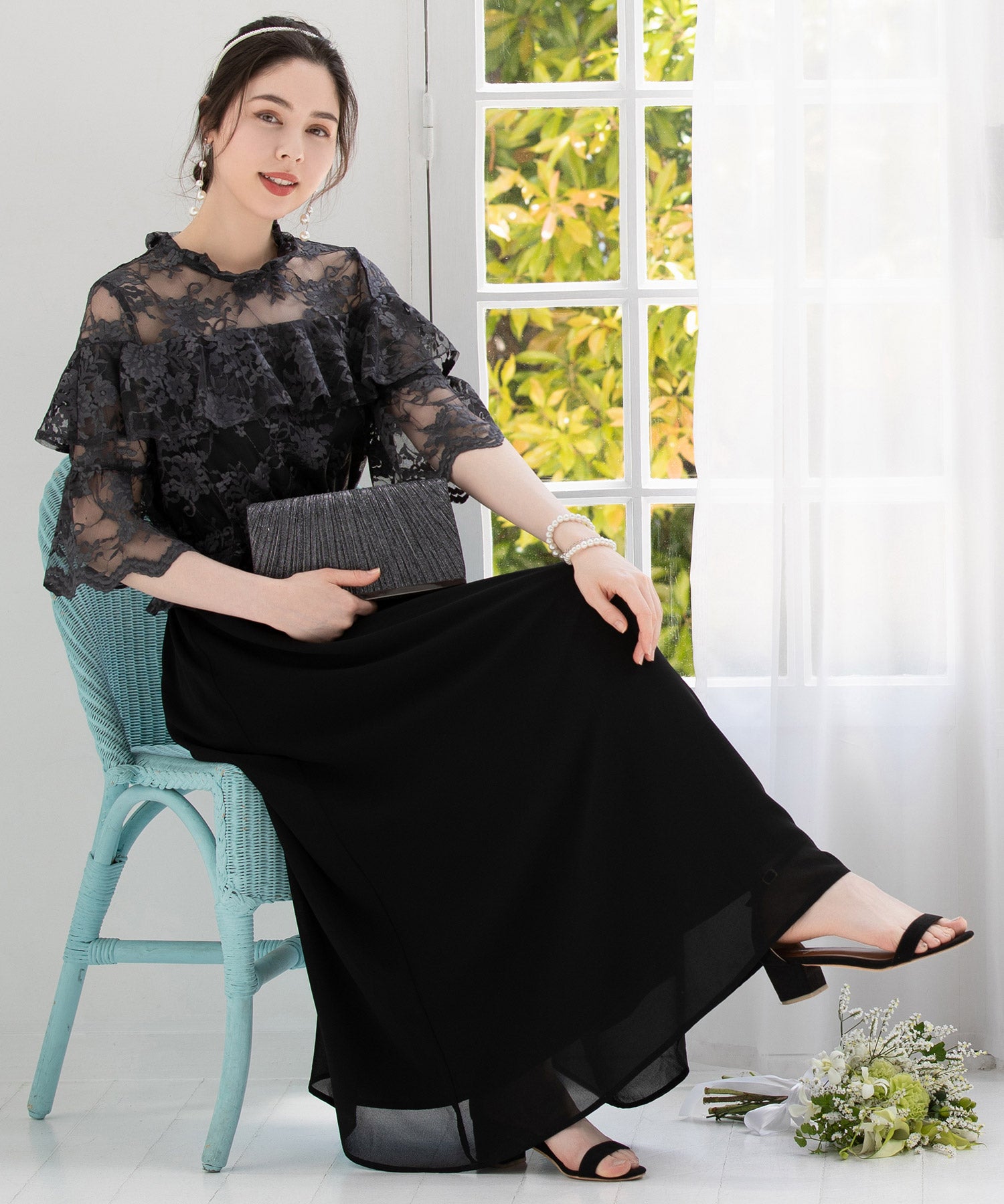 ワンピース 披露宴 結婚式 レース シフォン  パーティードレス dsz0053-106-365