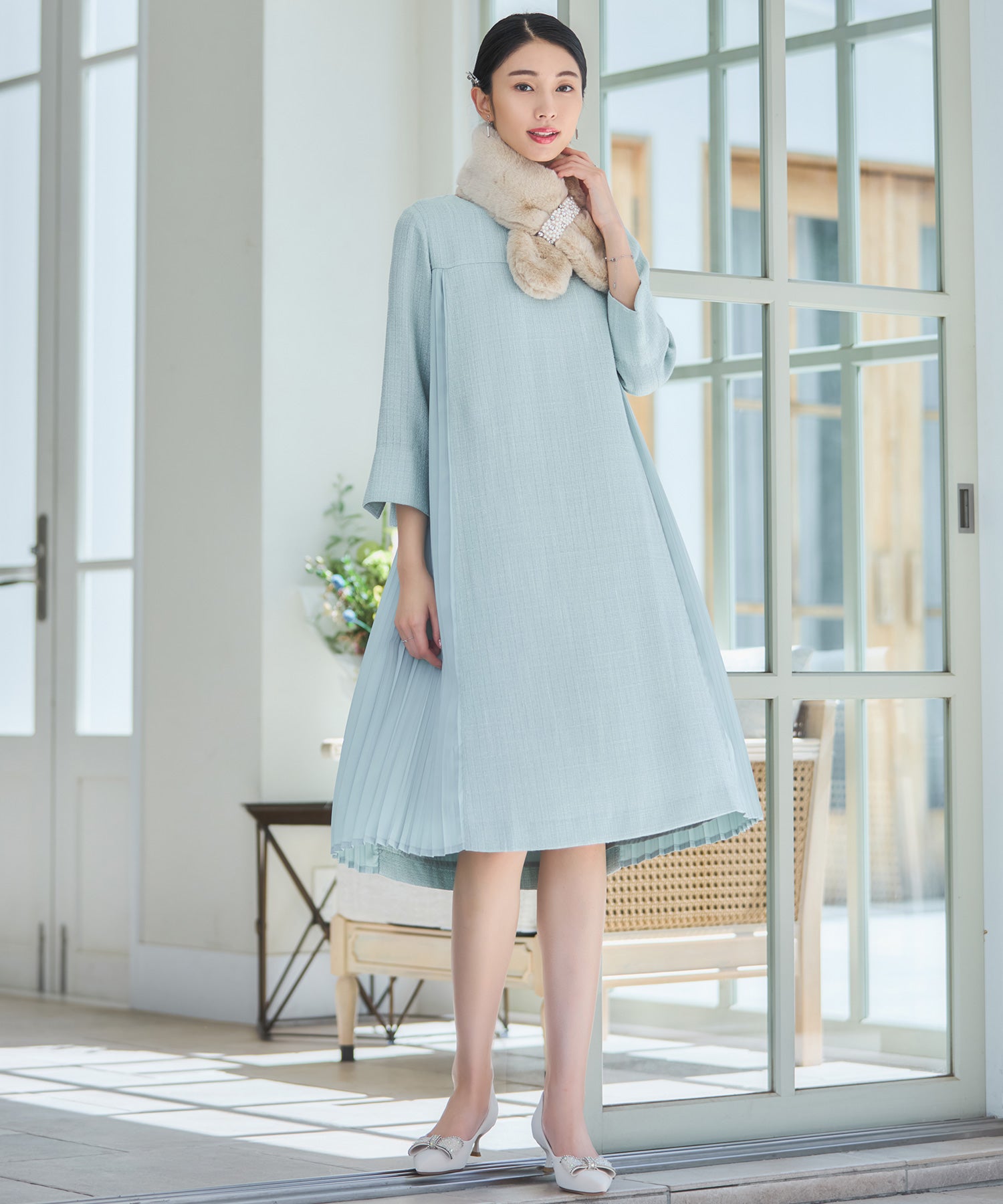 パーティードレス ツイード ワンピース 結婚式dsz0123