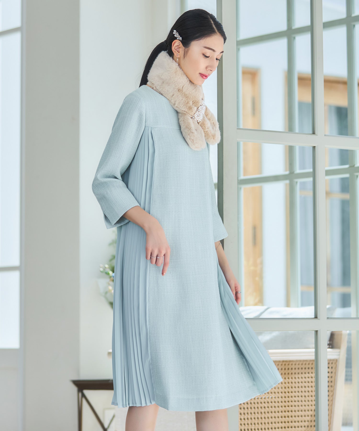 パーティードレス ツイード ワンピース 結婚式dsz0123