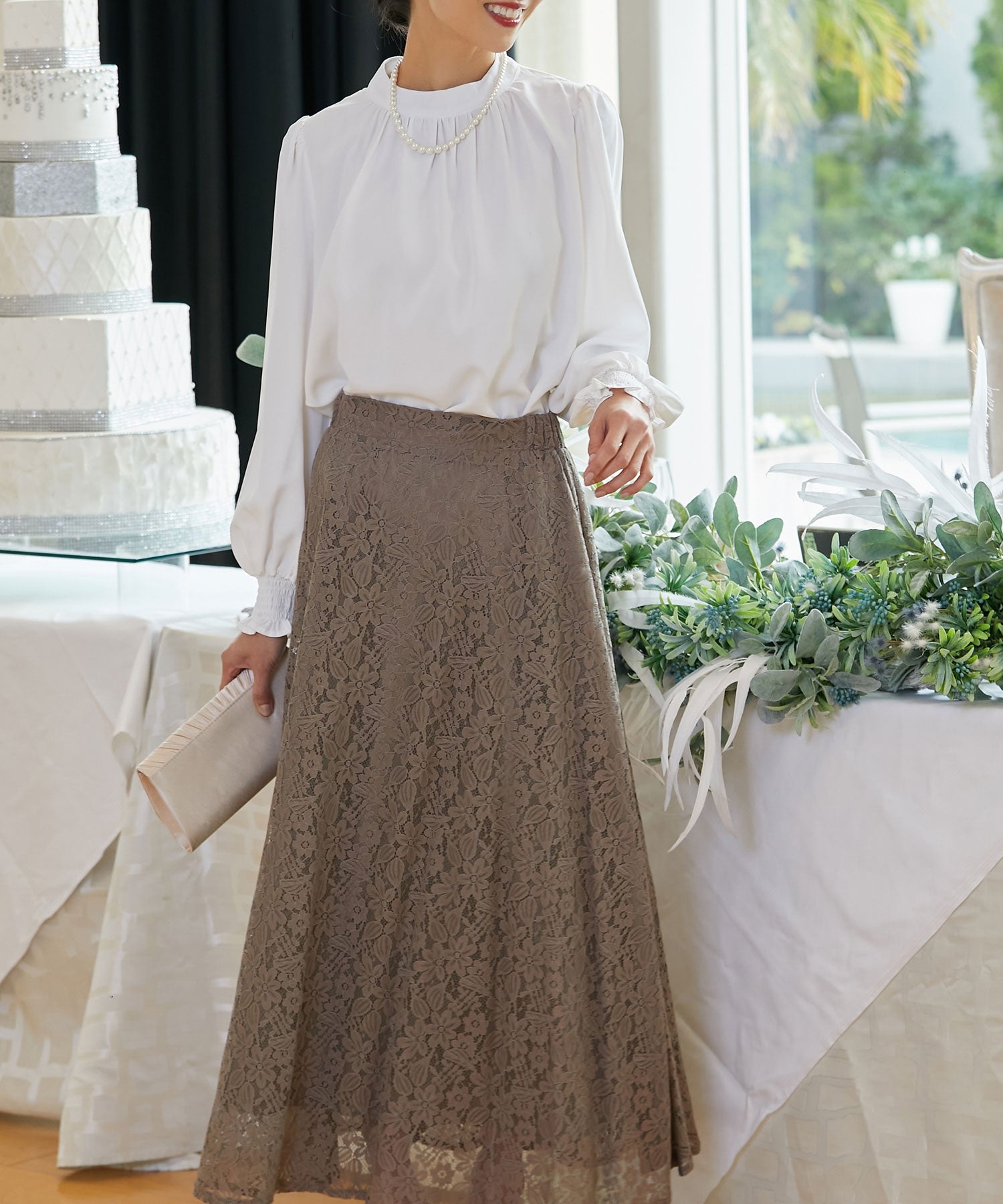 総レースロングスカート【結婚式】【パーティー】【フォーマル】【セレモニー】cy11001