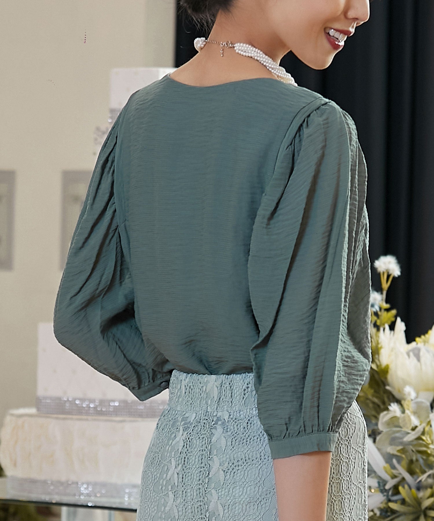 インパーテッドタックドレスブラウス【結婚式】【パーティー】【フォーマル】【セレモニー】cy66003