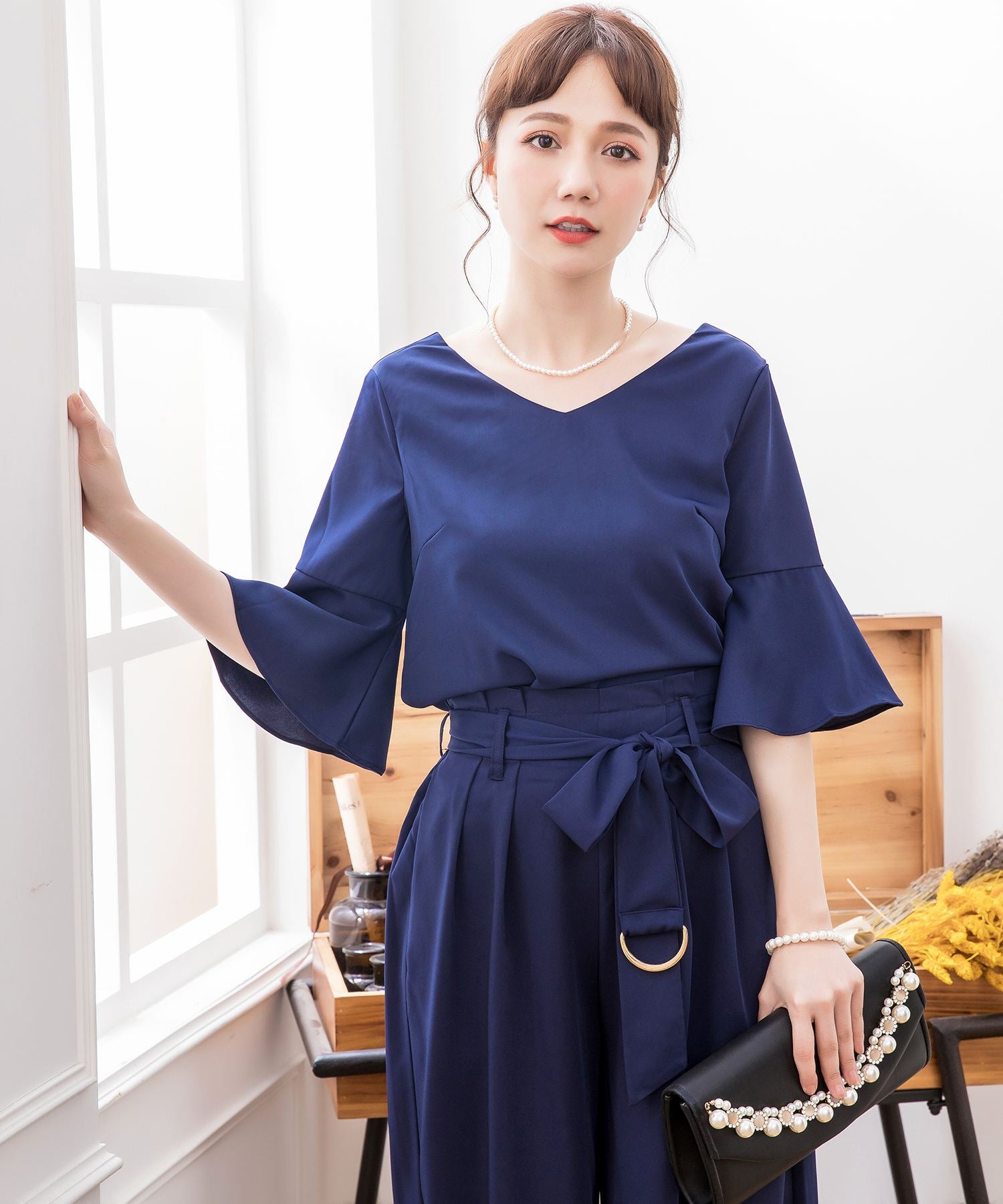 ワイドパンツセットアップドレス・結婚式ワンピース・お呼ばれパーティードレスcy88135