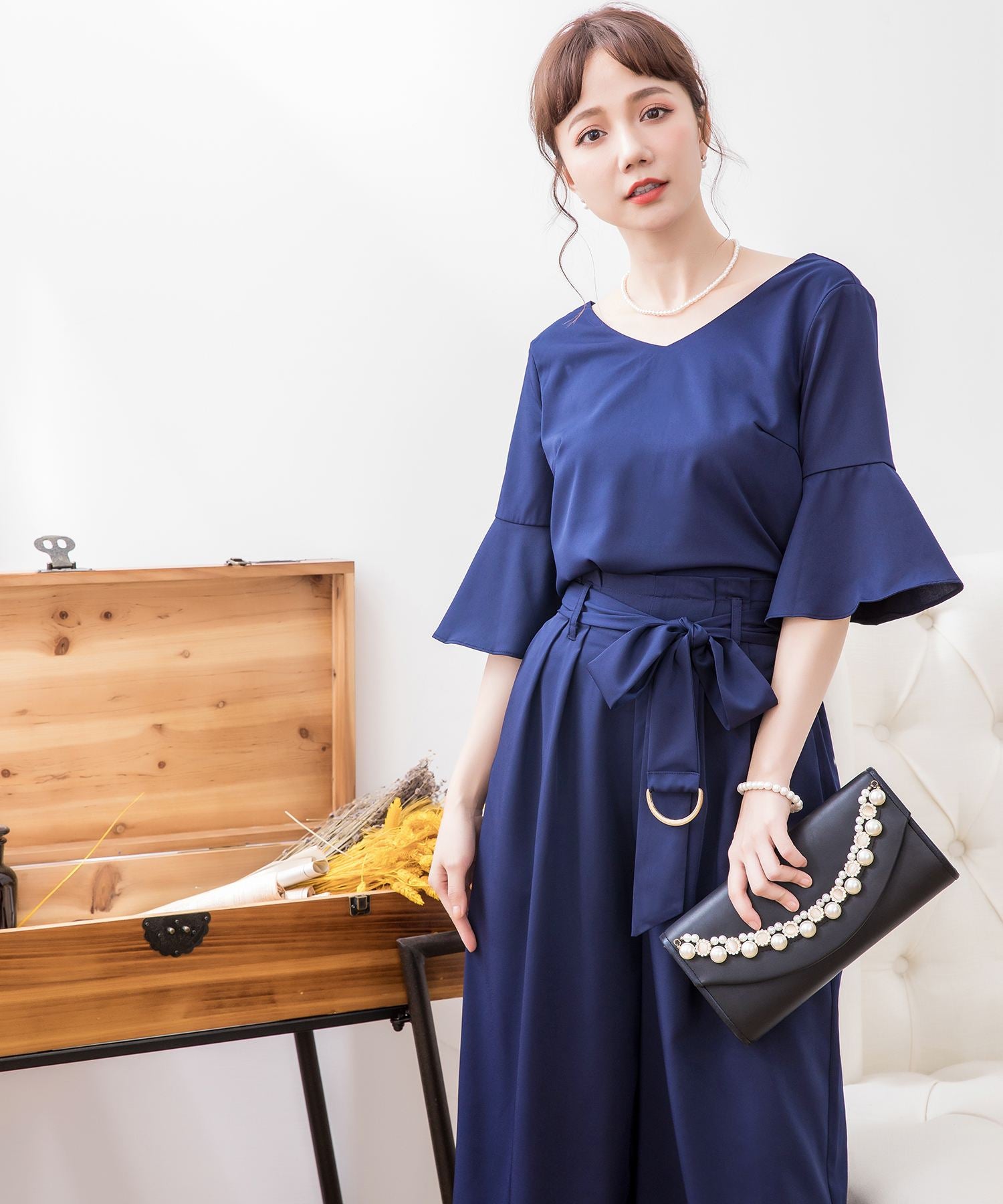 ワイドパンツセットアップドレス・結婚式ワンピース・お呼ばれパーティードレスcy88135