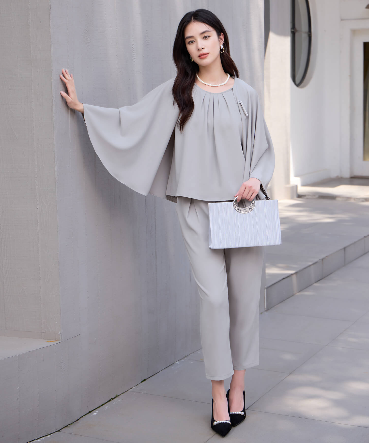 3WAYパンツドレスcy88151 ライトグレー