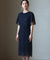 結婚式・お呼ばれ対応セットアップ風デザインフリルスリーブレースパーティドレスcy88190-s-navy