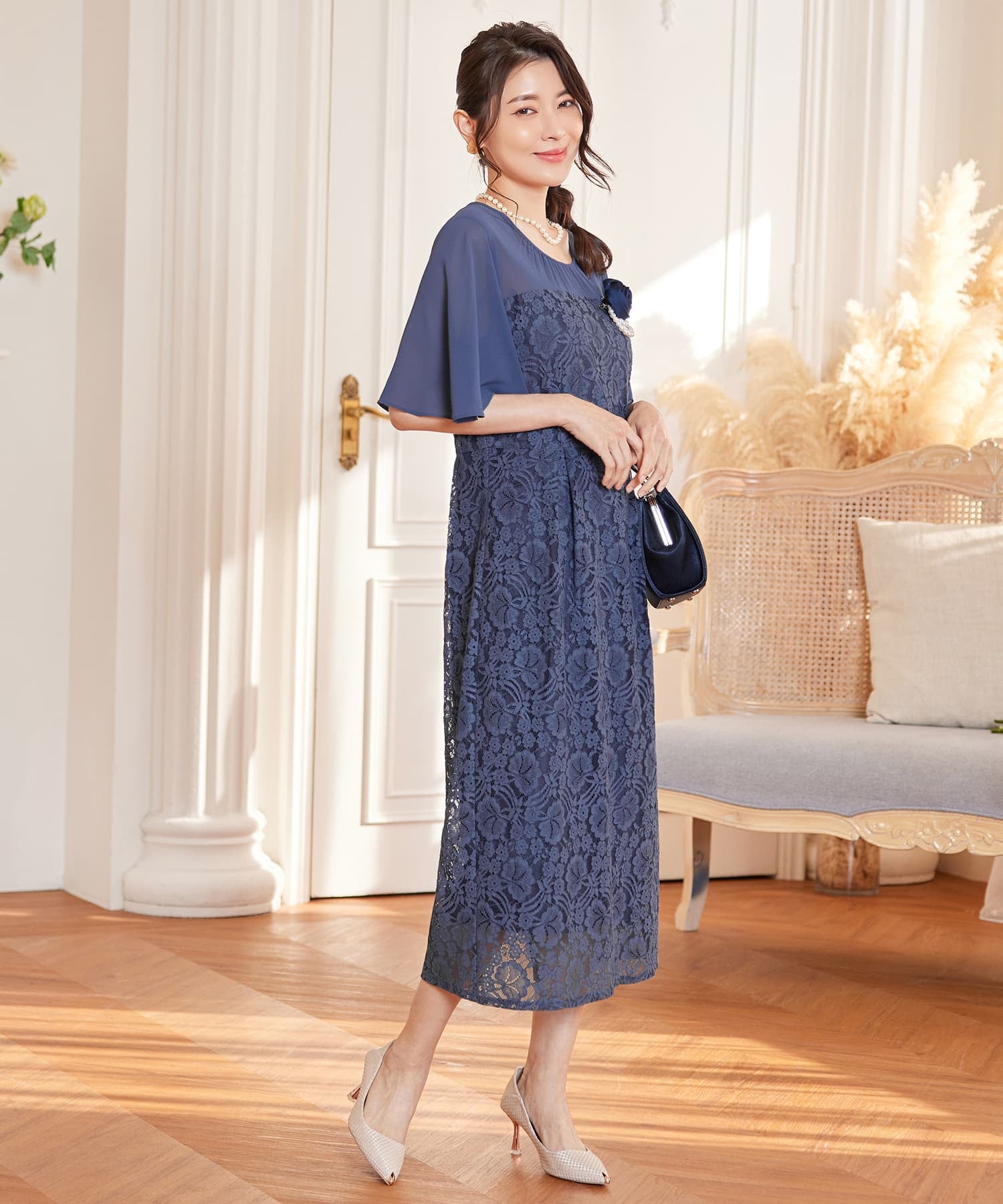 ワンピース パーティードレス レース 結婚式cy88567