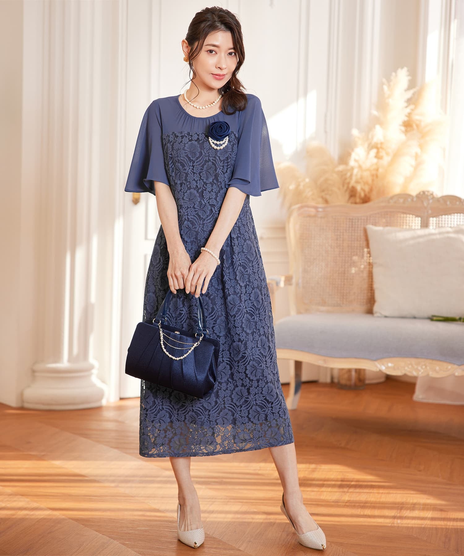 ワンピース パーティードレス レース 結婚式cy88567