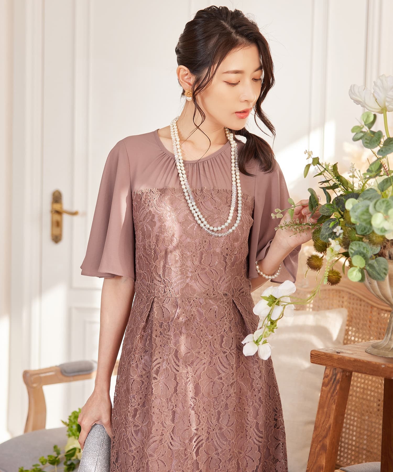 ワンピース パーティードレス レース 結婚式cy88567