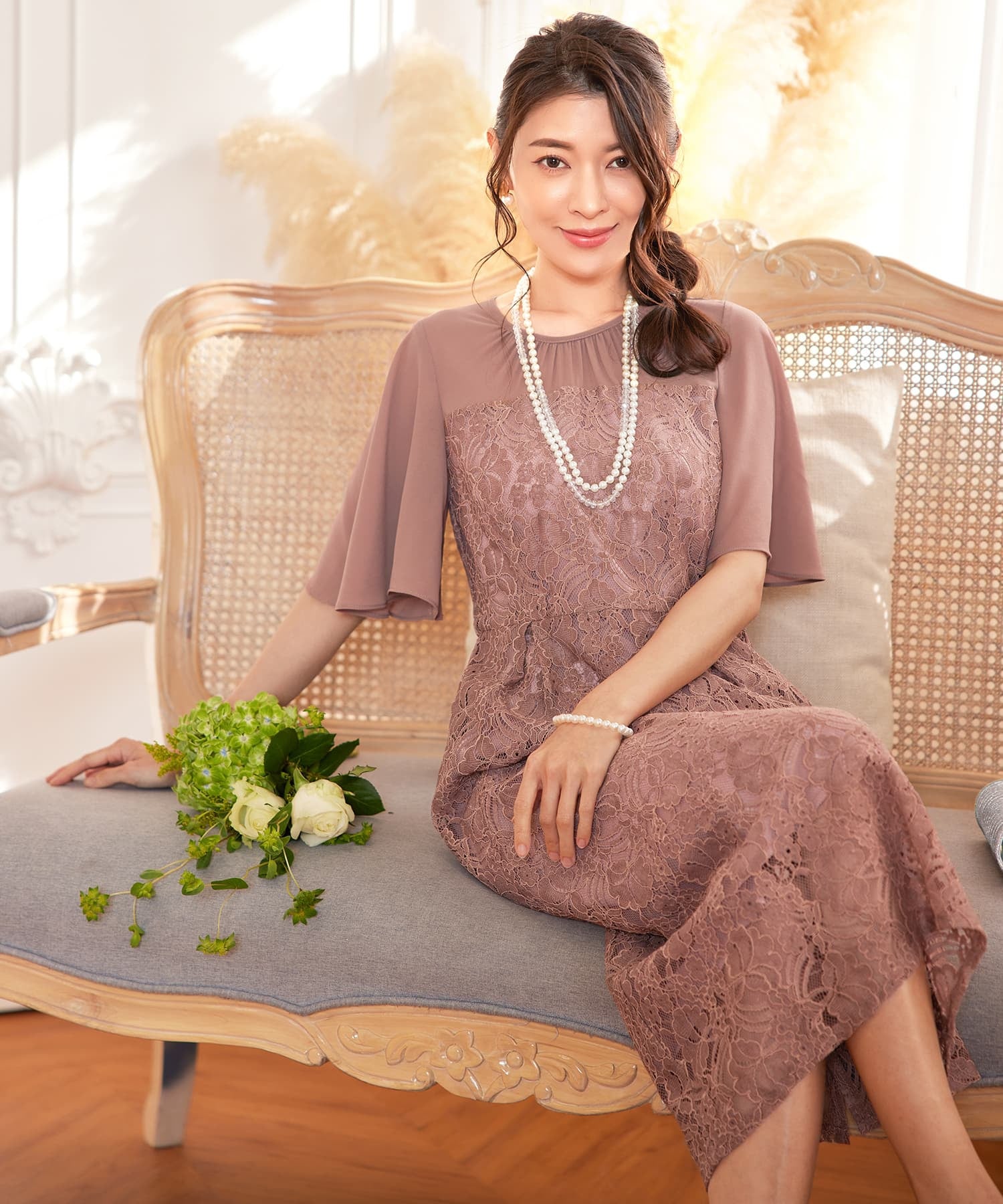 ワンピース パーティードレス レース 結婚式cy88567