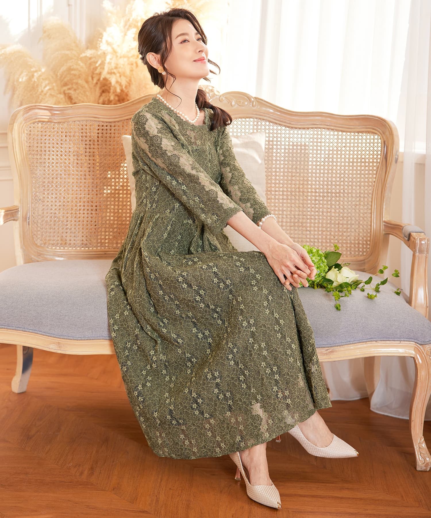 ワンピース ドレス レース 結婚式 披露宴 パーティーcy88572