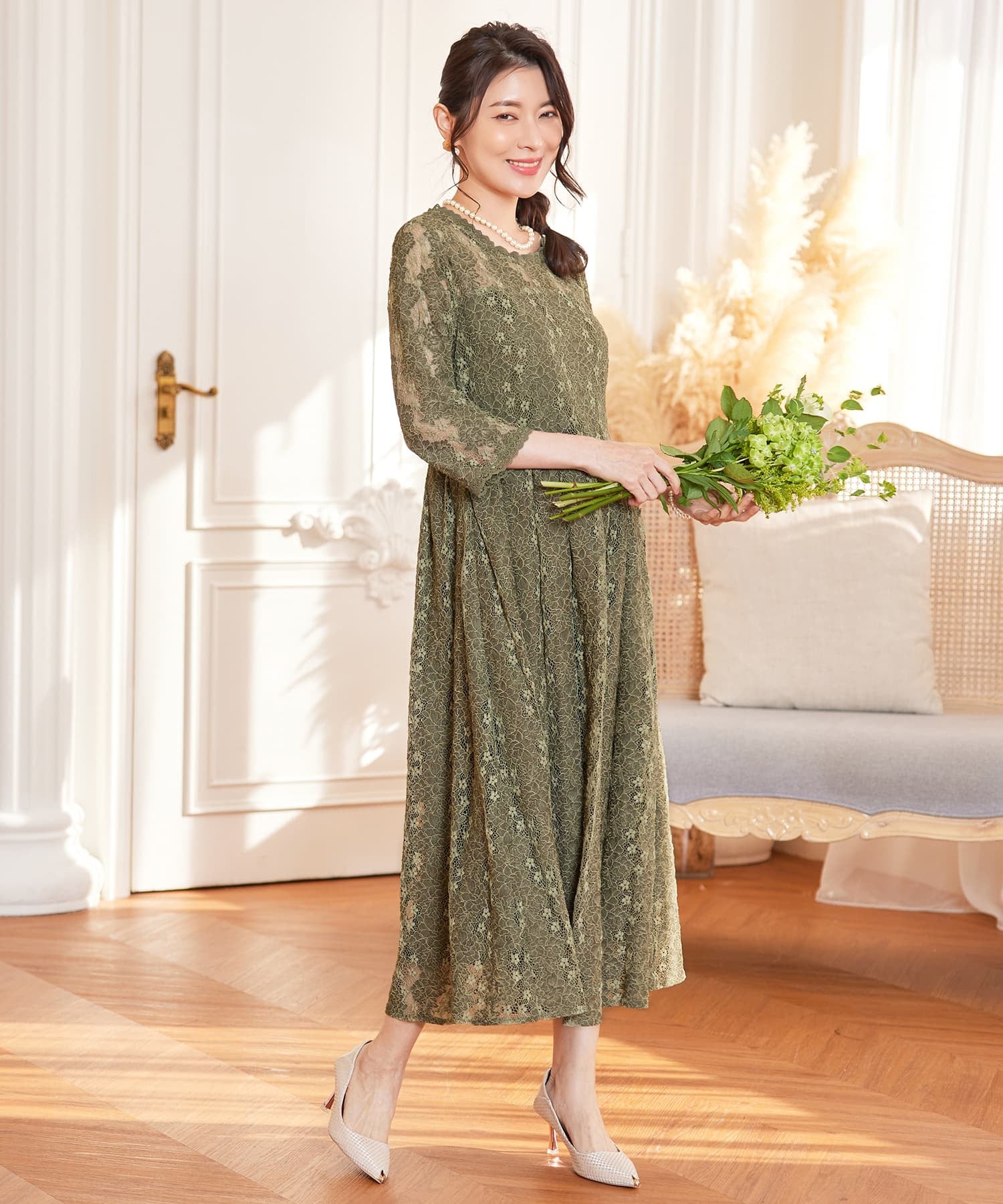 ワンピース ドレス レース 結婚式 披露宴 パーティーcy88572