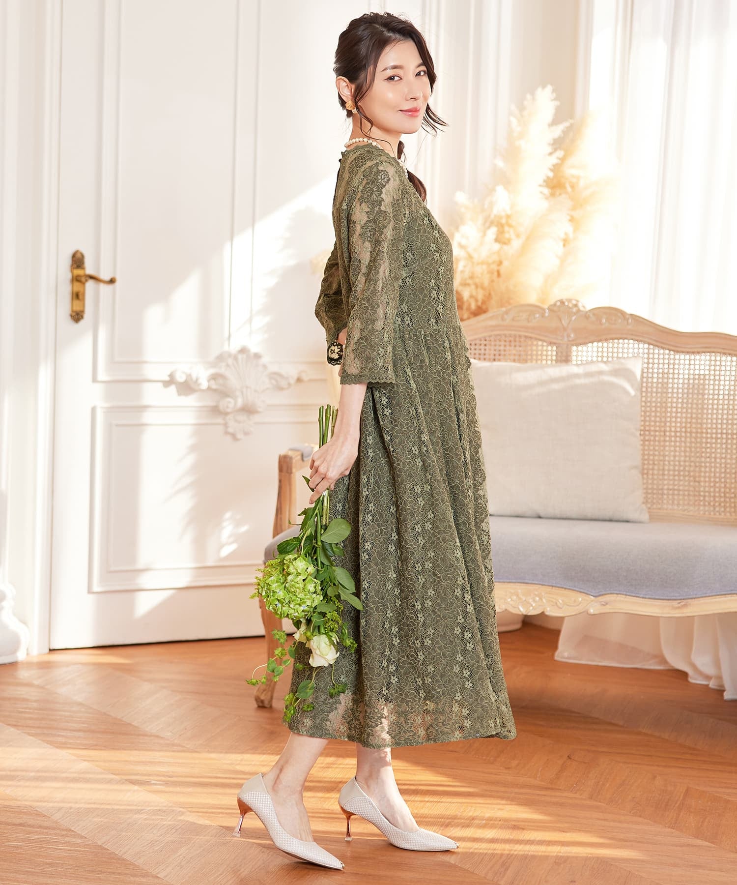 ワンピース ドレス レース 結婚式 披露宴 パーティーcy88572