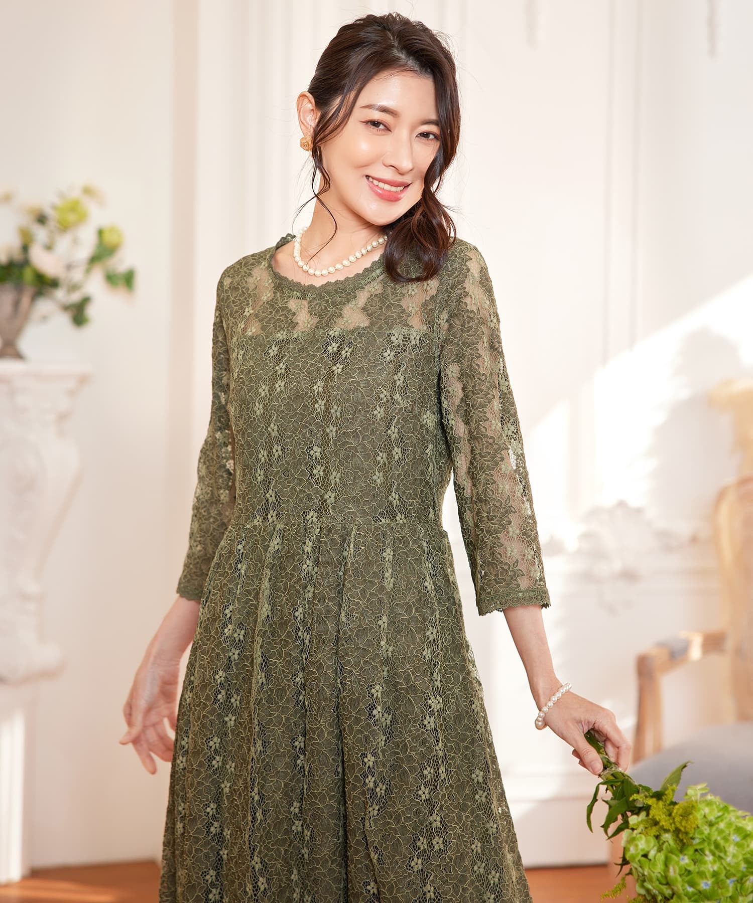 ワンピース ドレス レース 結婚式 披露宴 パーティーcy88572