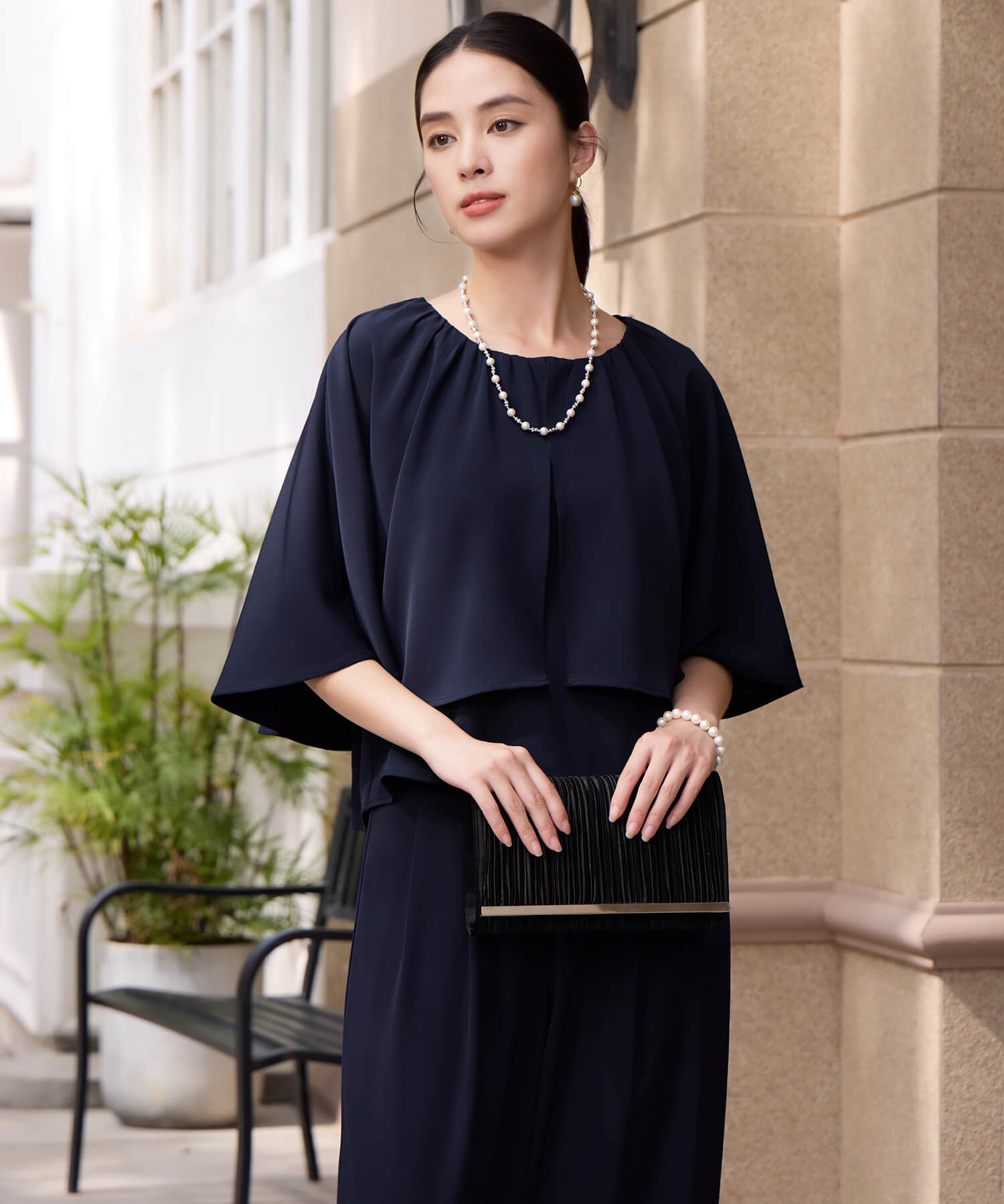 楽ちん×きれい見えの上下セットcy88631 ネイビー