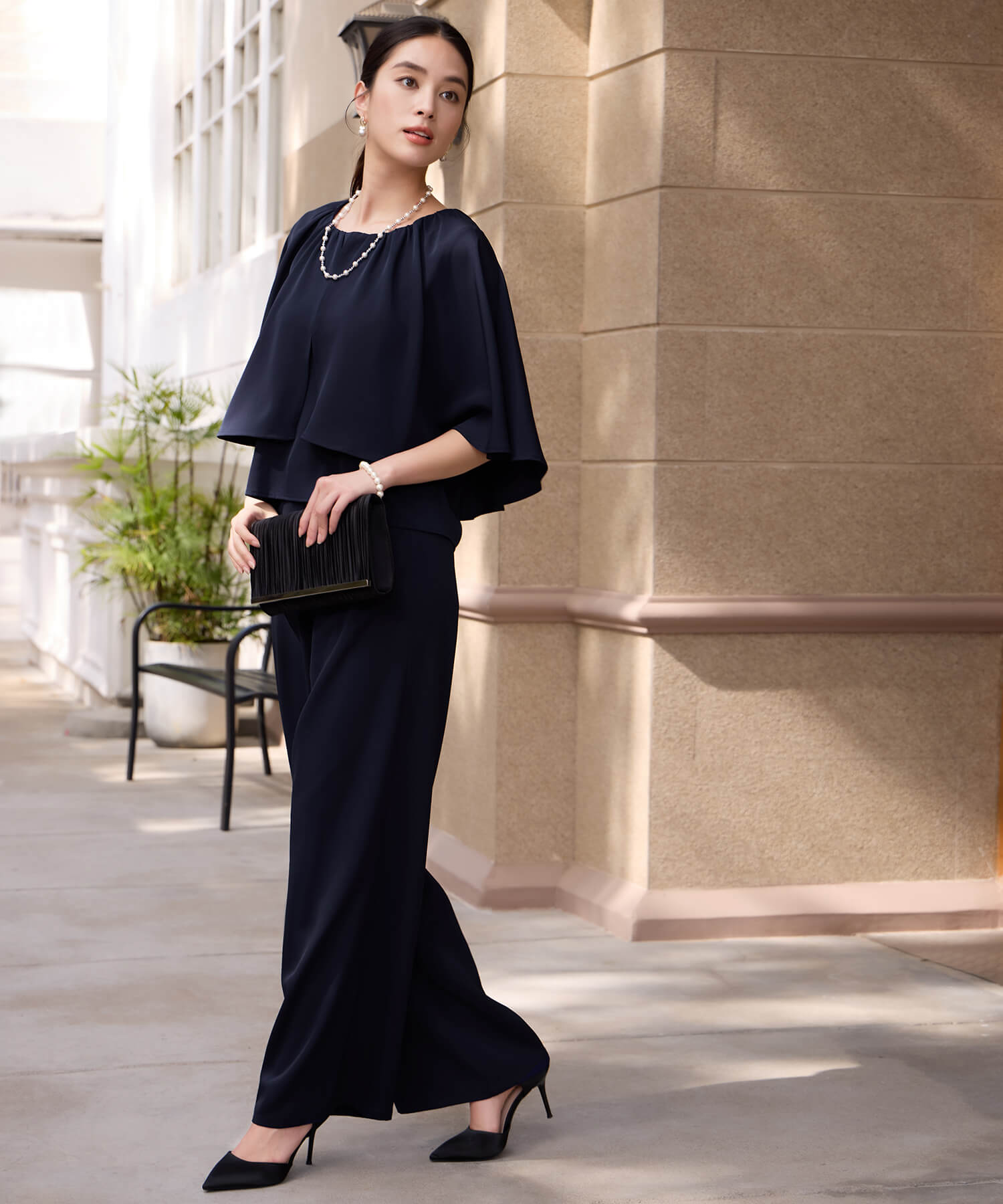 楽ちん×きれい見えの上下セットcy88631 ネイビー