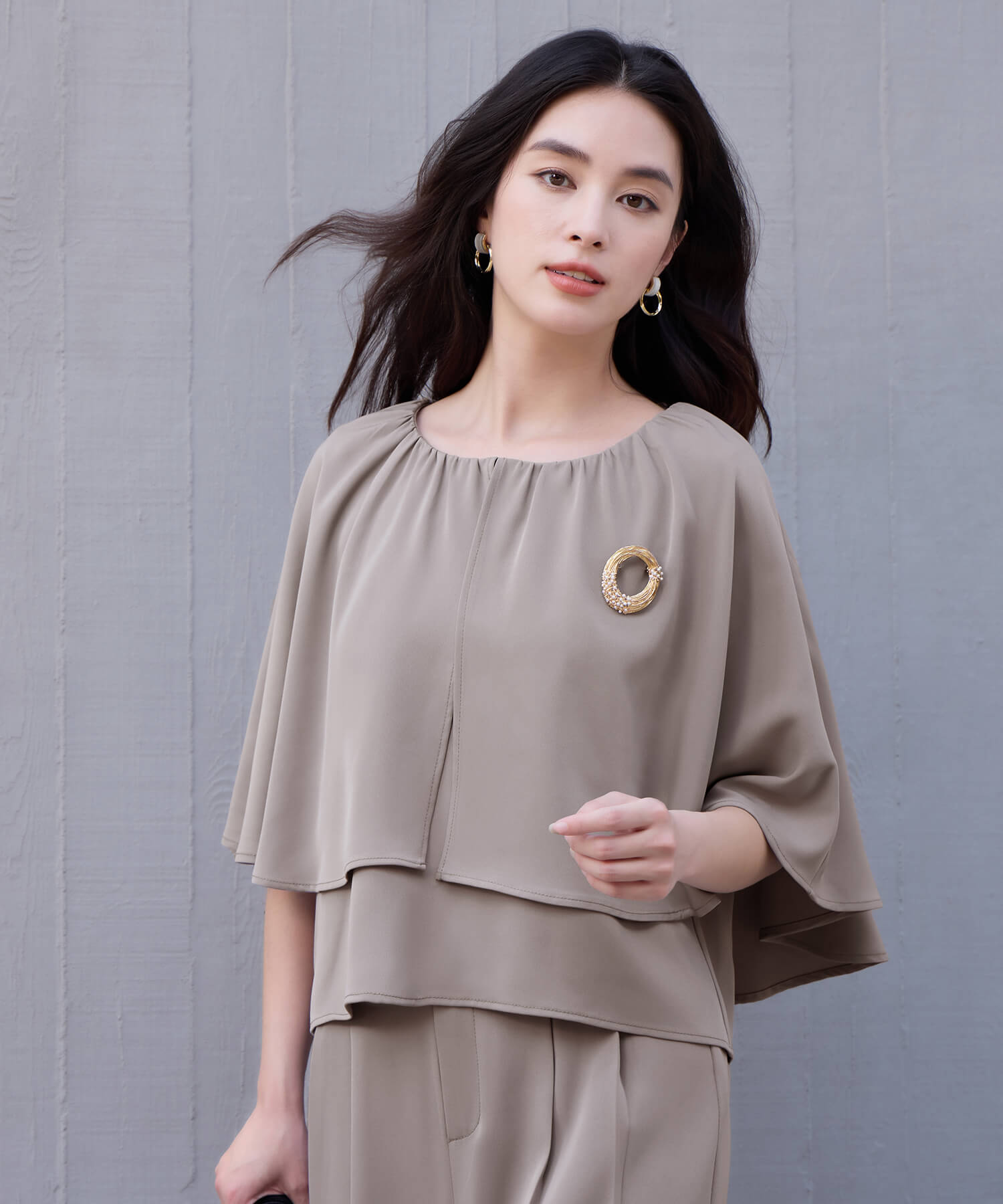 楽ちん×きれい見えの上下セットcy88631 ブラウン