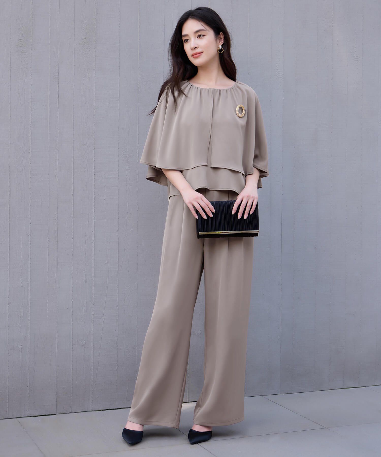 楽ちん×きれい見えの上下セットcy88631 ブラウン