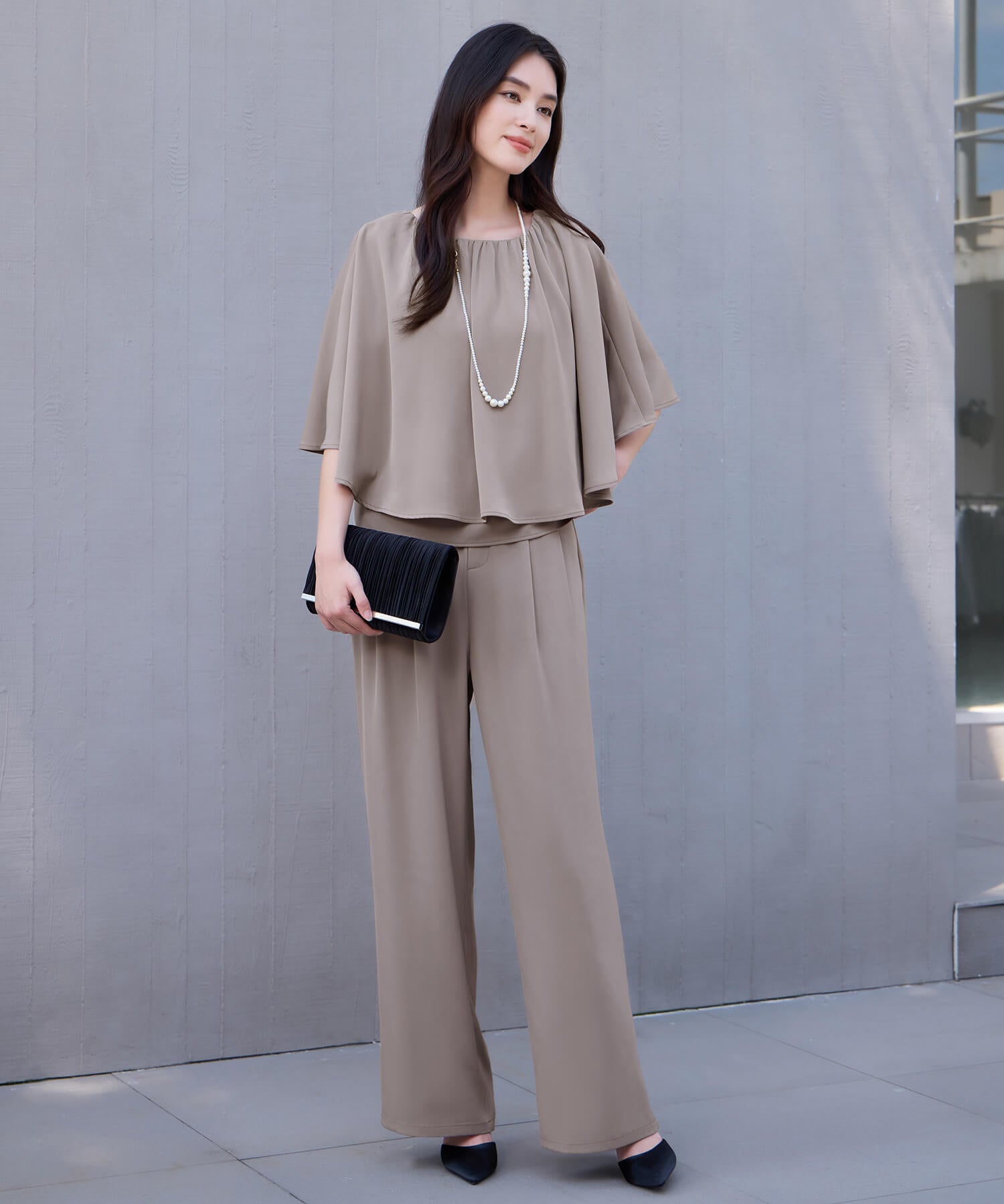 楽ちん×きれい見えの上下セットcy88631 ブラウン