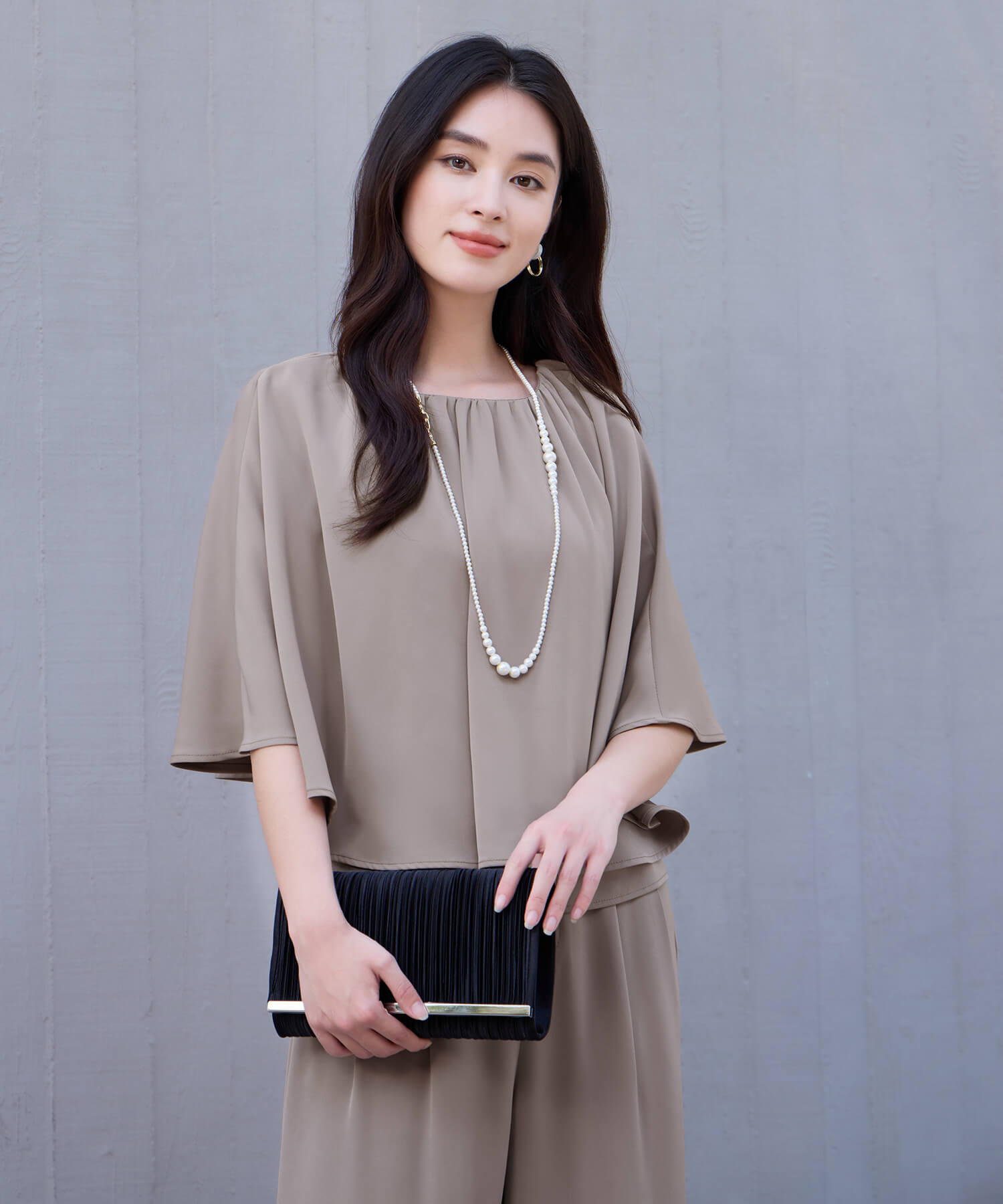 楽ちん×きれい見えの上下セットcy88631 ブラウン