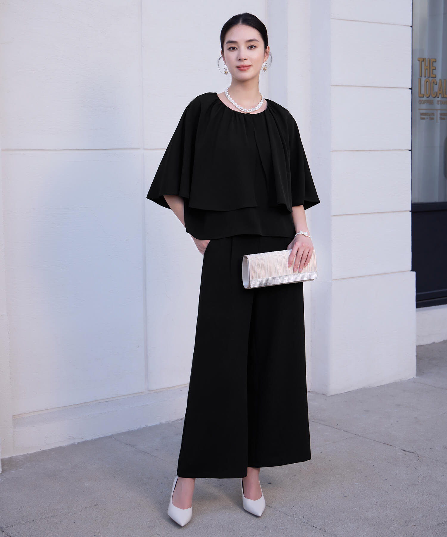 楽ちん×きれい見えの上下セットcy88631 ブラック