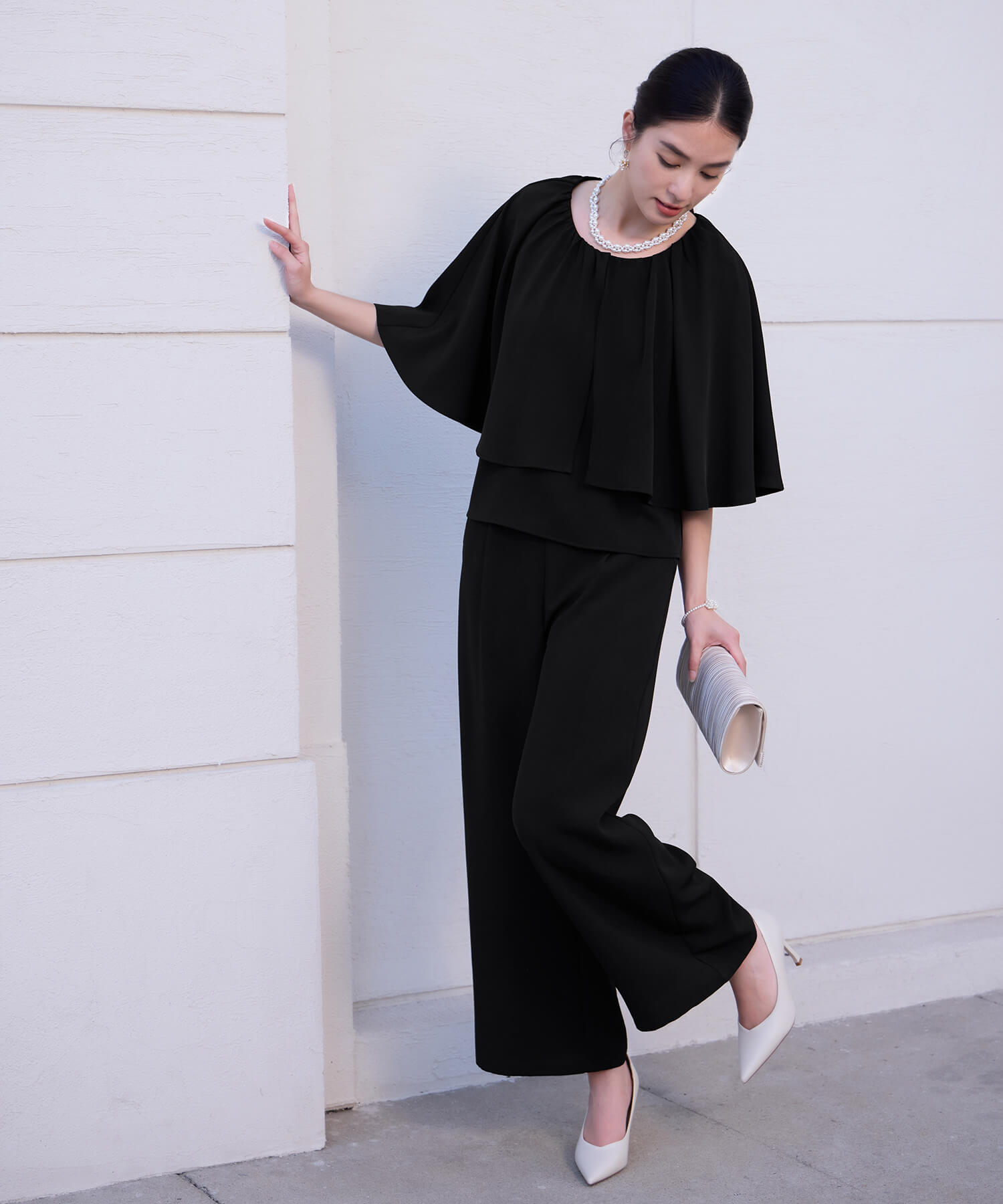 楽ちん×きれい見えの上下セットcy88631 ブラック