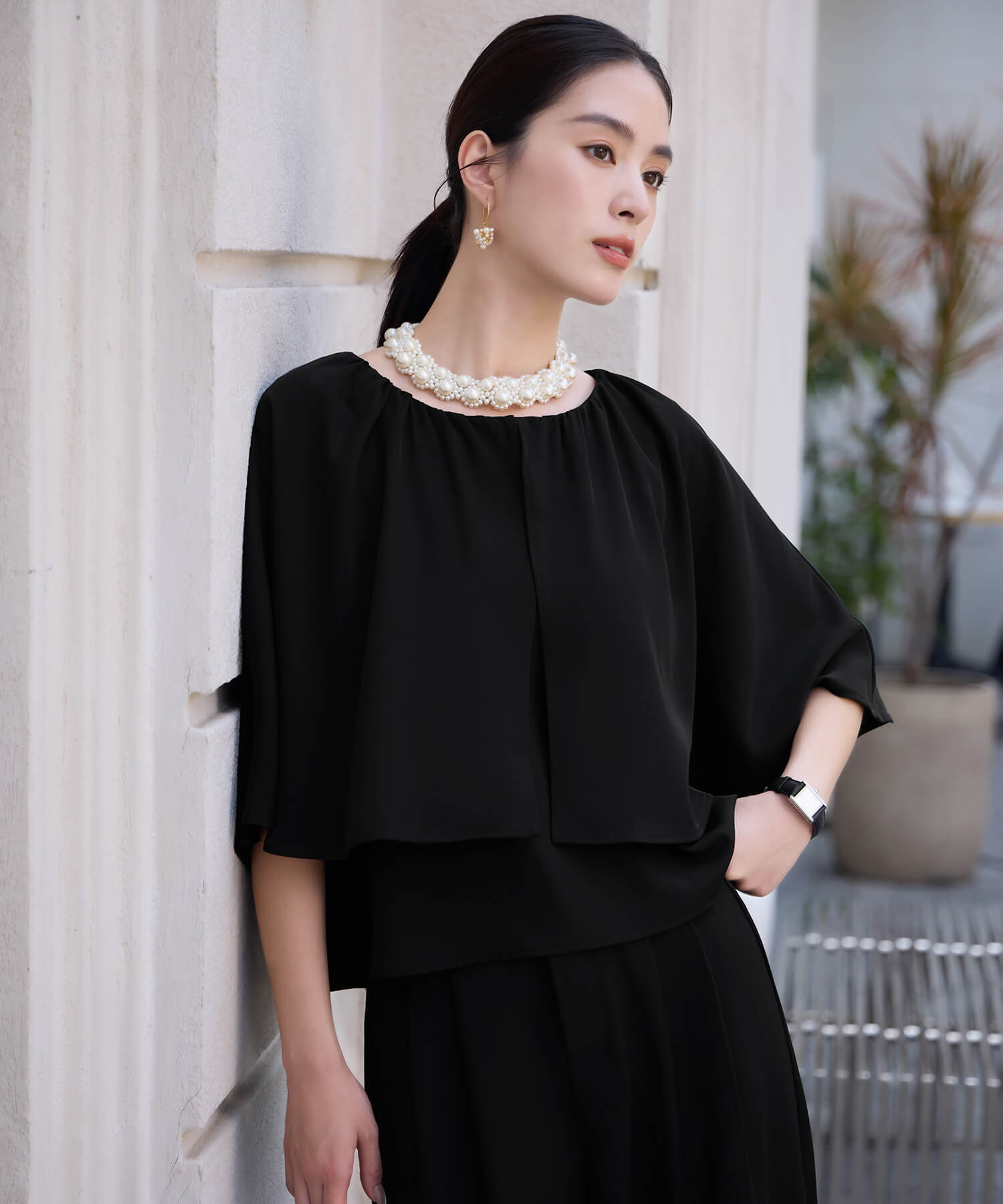 楽ちん×きれい見えの上下セットcy88631 ブラック