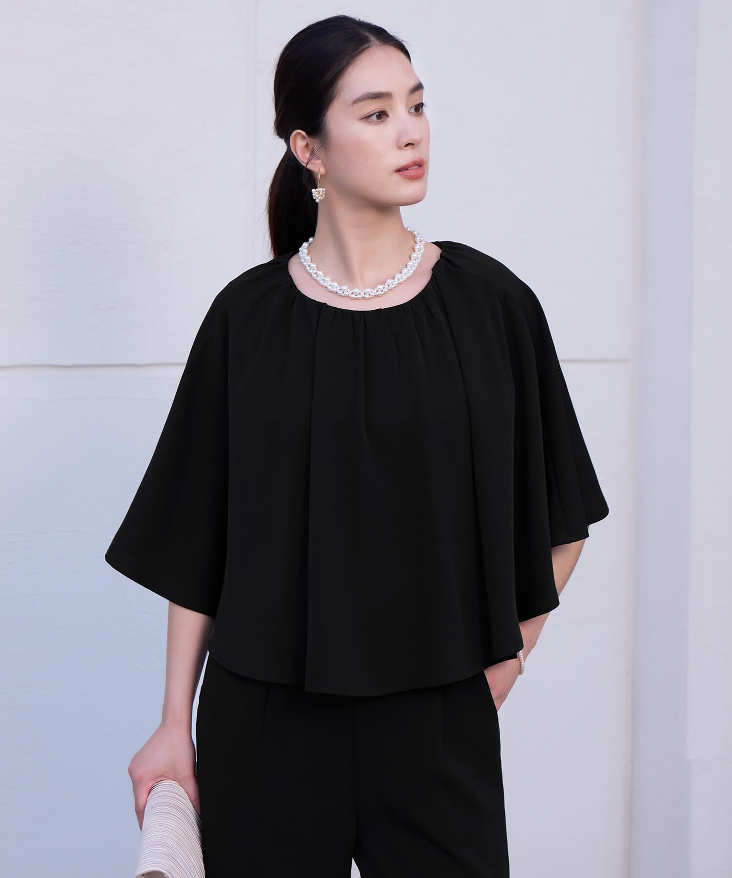 楽ちん×きれい見えの上下セットcy88631 ブラック