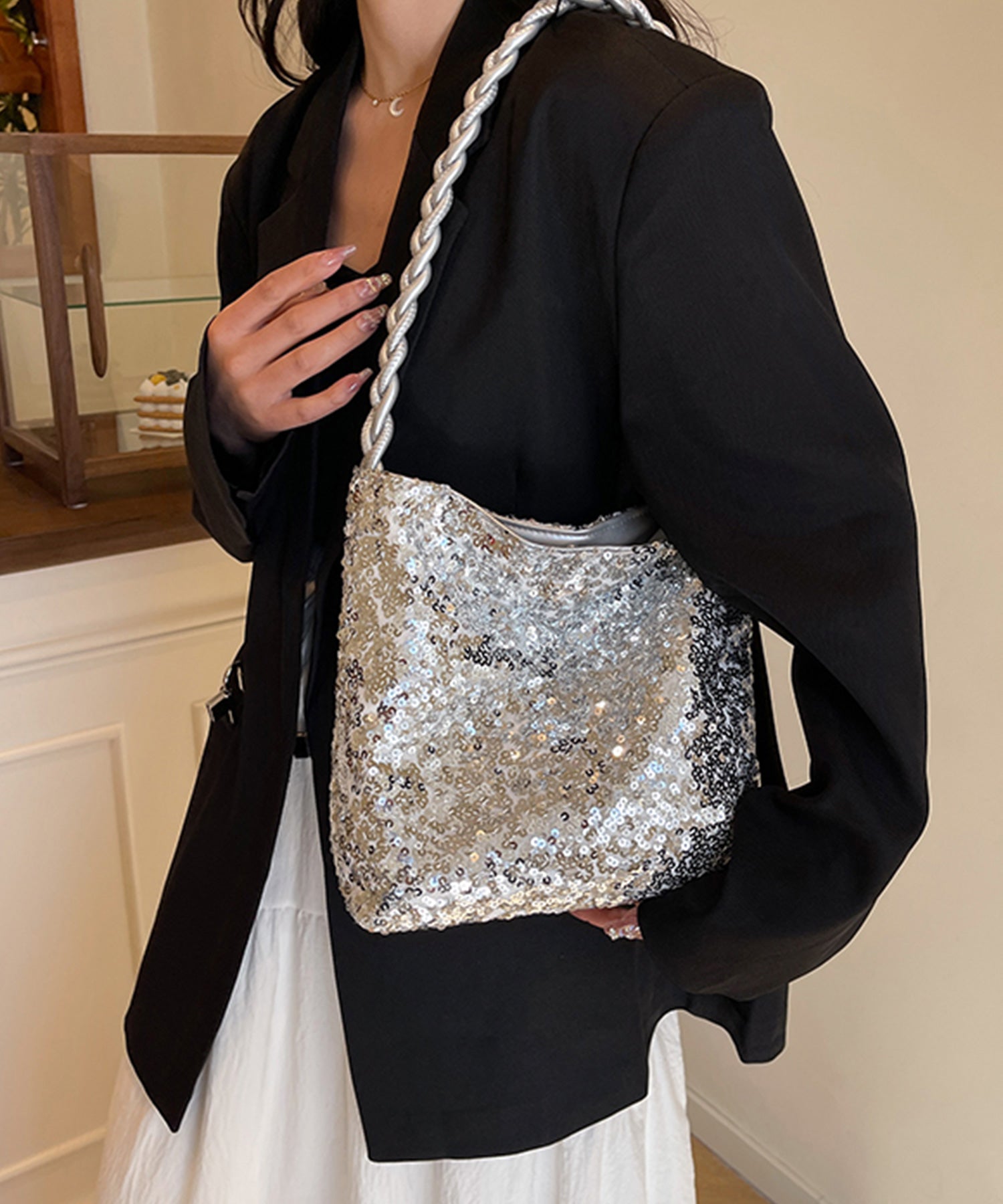 スパンコールショルダーバッグ 大容量dsb0022-101-29