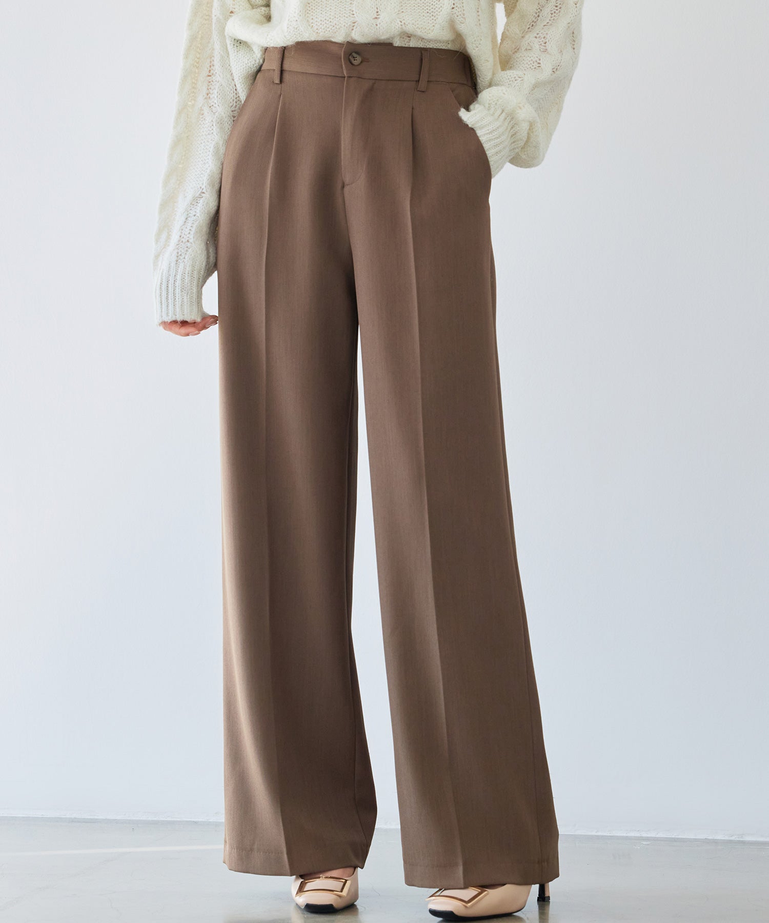 パンツ ボトムス スラックス レディースdsk24002 ブラウン