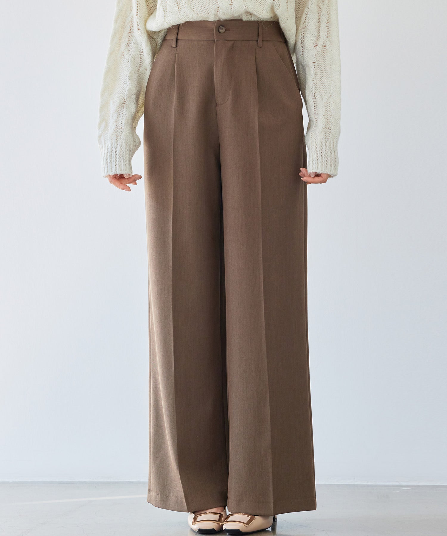 パンツ ボトムス スラックス レディースdsk24002 ブラウン