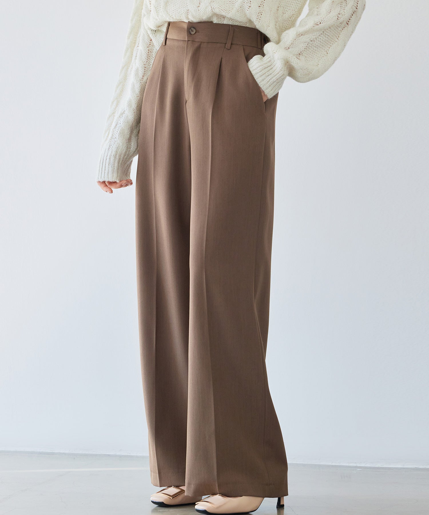 パンツ ボトムス スラックス レディースdsk24002 ブラウン