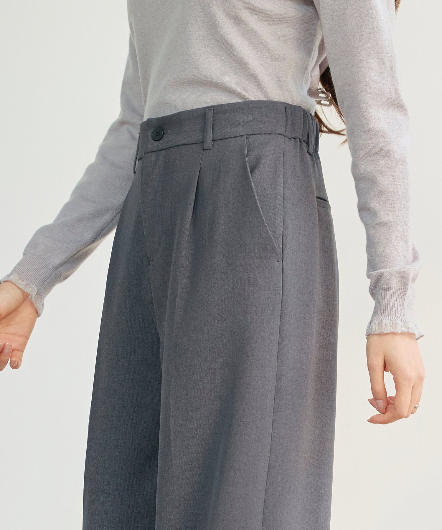 パンツ ボトムス スラックス レディースdsk24002 チャコール