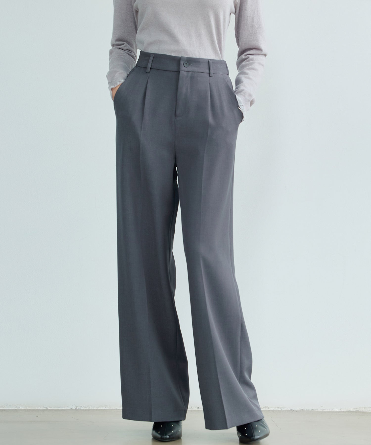 パンツ ボトムス スラックス レディースdsk24002 チャコール