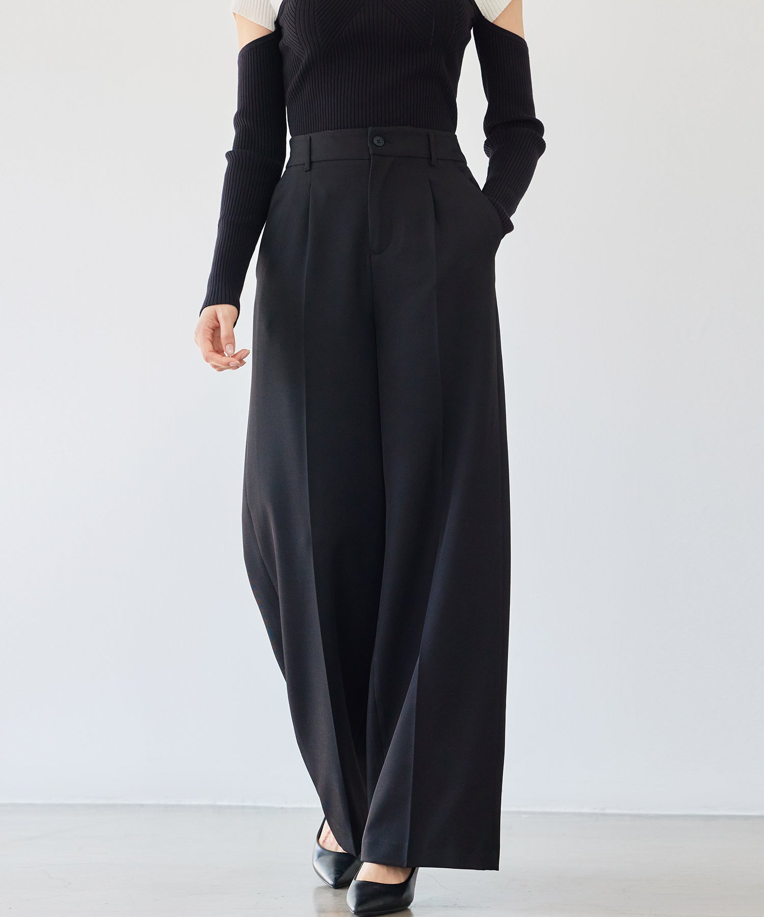 パンツ ボトムス スラックス レディースdsk24002 ブラック